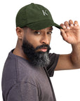 KND Olive Corduroy Hat — embroidered cap front view