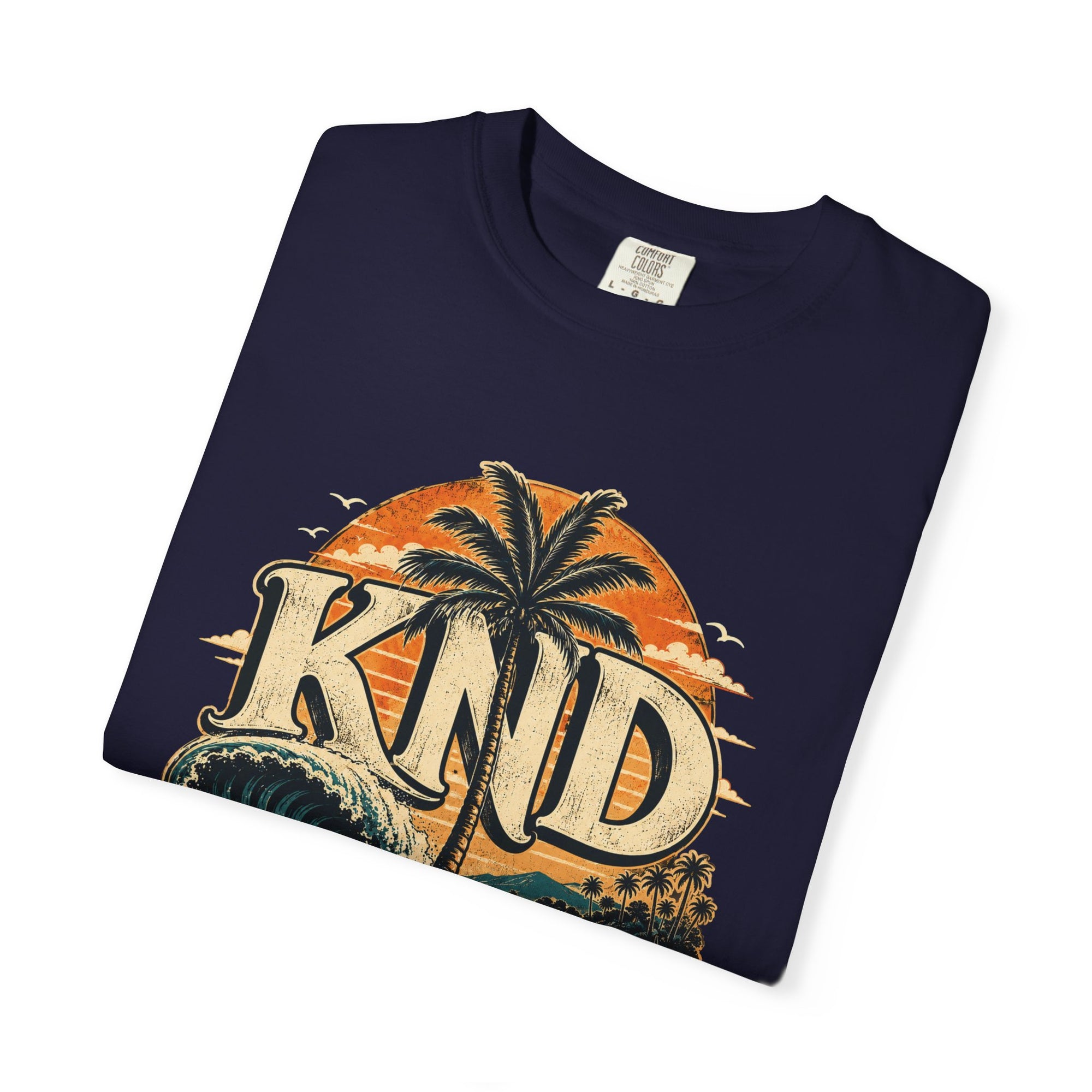KND Essentials garment-dyed graphic T-shirt in Black or True Navy - KND Brand