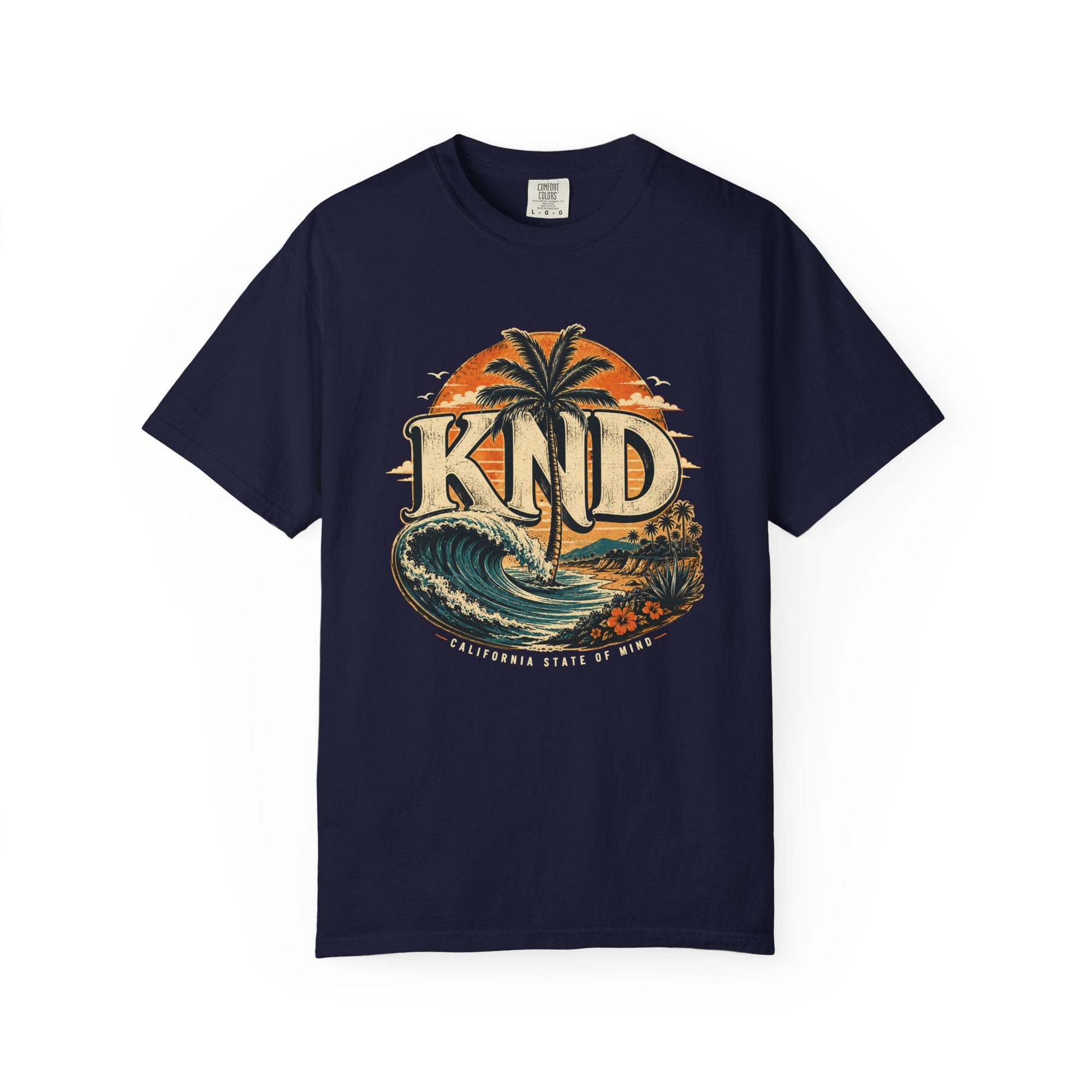 KND Essentials garment-dyed graphic T-shirt in Black or True Navy - KND Brand