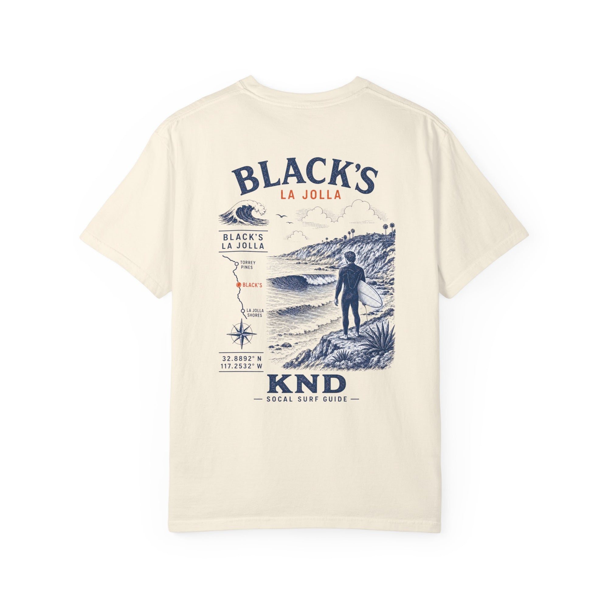 Black’s Beach Surf Tee — Garment-Dyed Heavyweight Cotton | KND SoCal