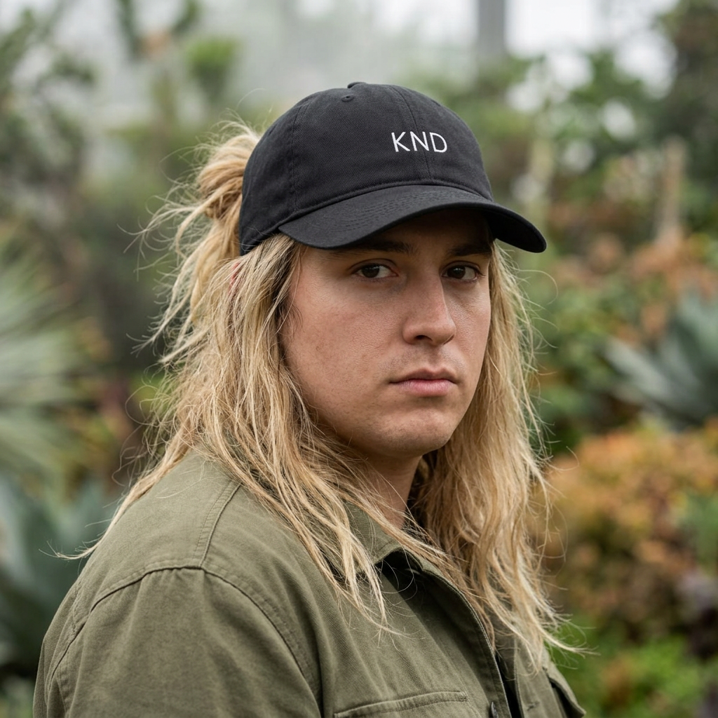 KND Coastal Wordmark Cap — front view, embroidered wordmark detail