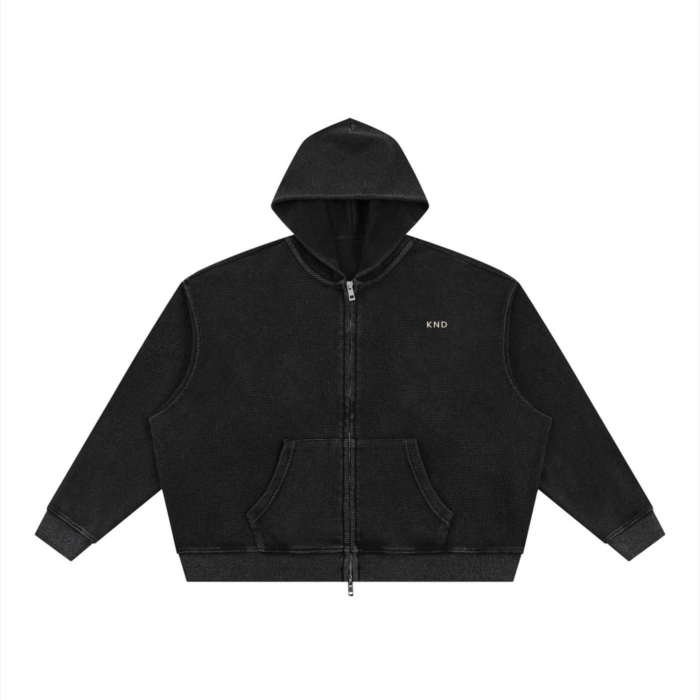 KND Waffle Knit Zip-Through Hoodie — front view