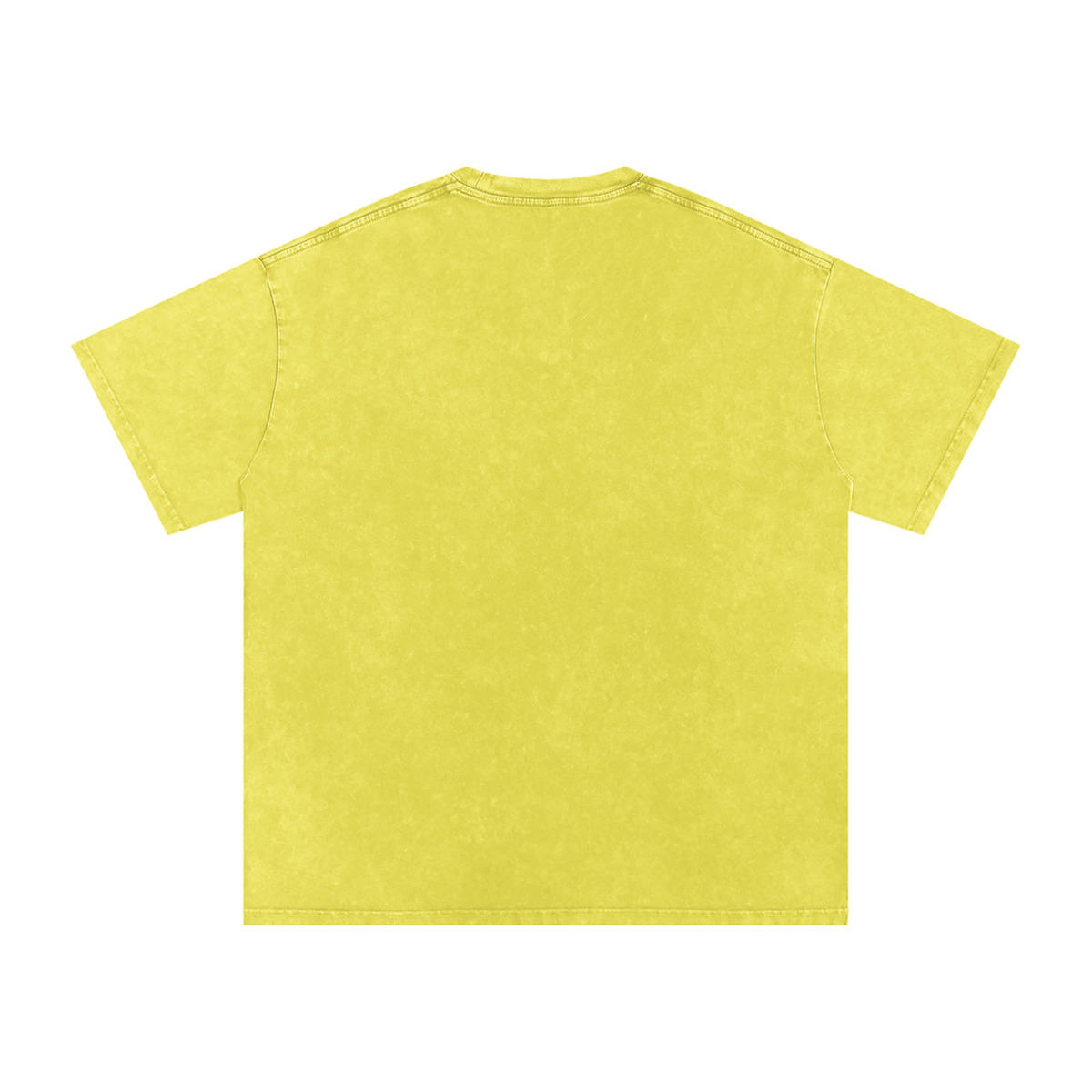 Good Times Washed Tee, Olive Yellow — plain back of the snow-washed oversized cotton tee