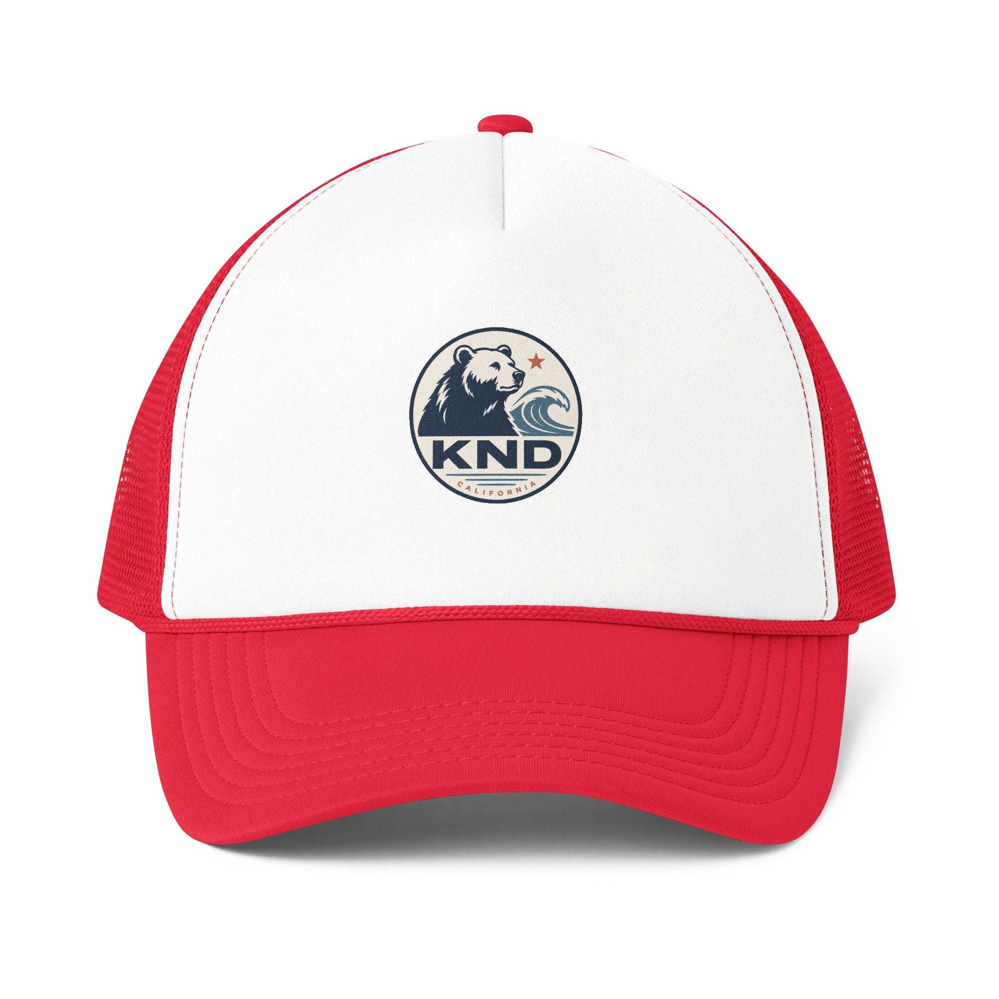 KND Foam Mesh-Back Trucker Cap in White/Black colorway - KND Brand