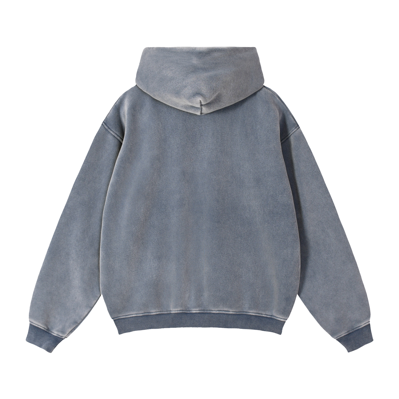 KND Brand boxy zip-through hoodie in black, back view showing drop shoulder cut