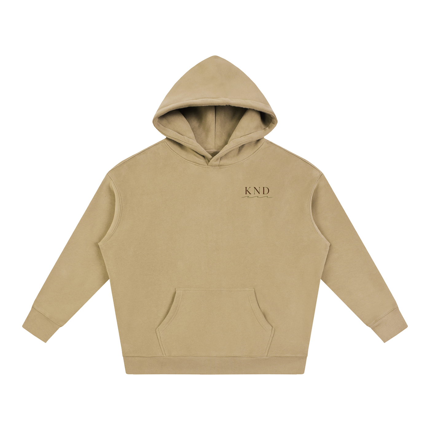 KND Oversized Fleece Hoodie in Gray Apricot – front view