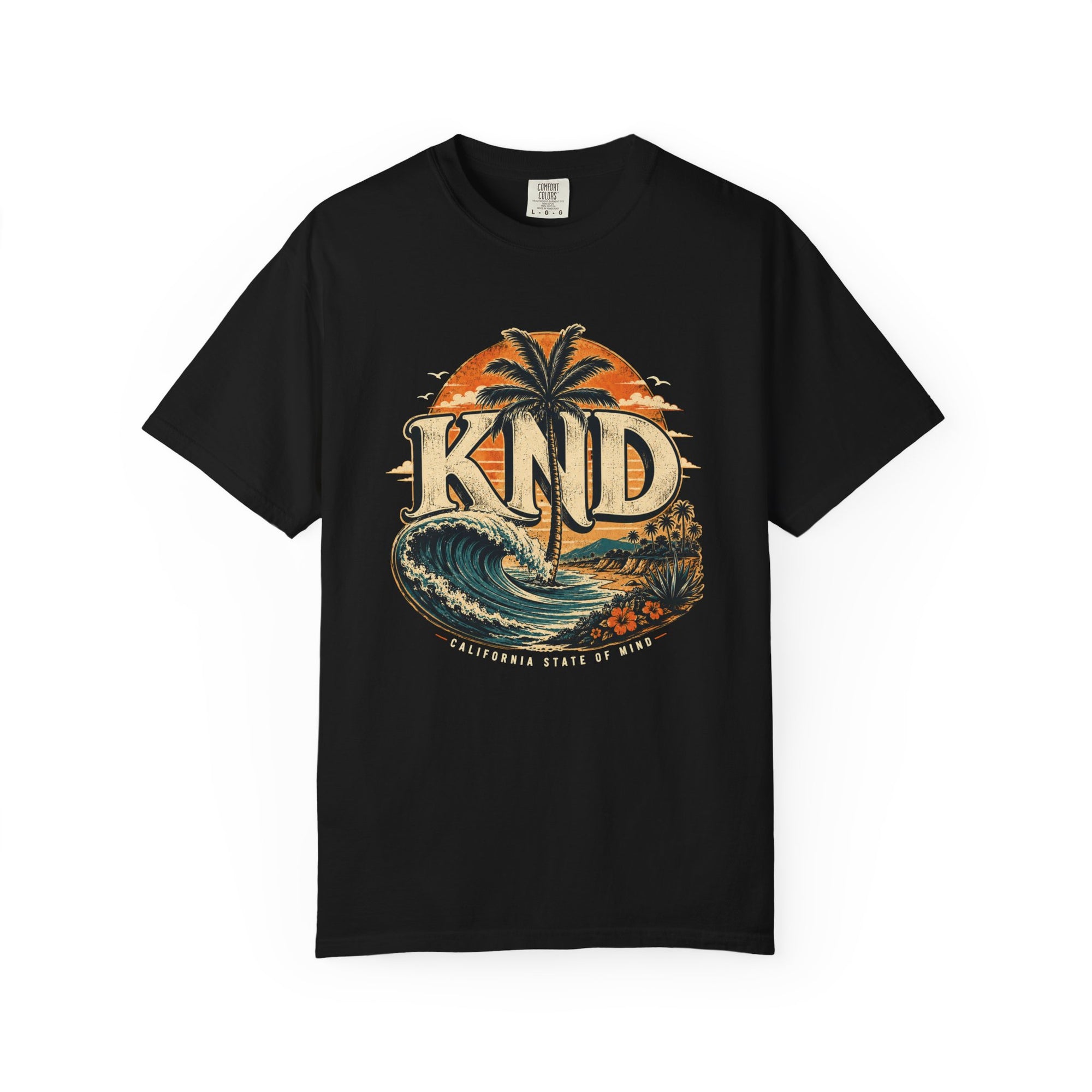 KND Essentials garment-dyed graphic T-shirt in Black or True Navy - KND Brand