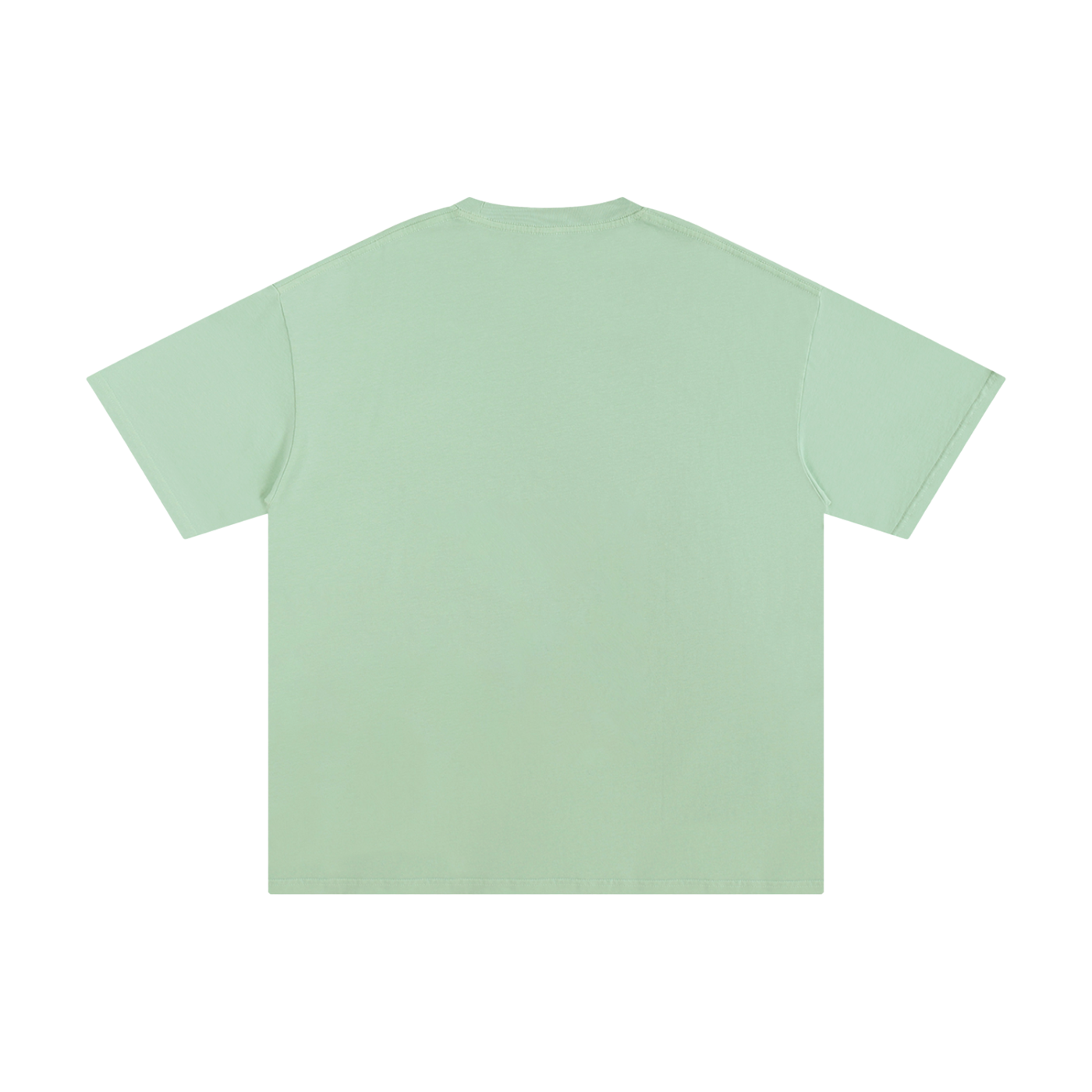 Light green KND Brand oversized drop shoulder tee, plain back view
