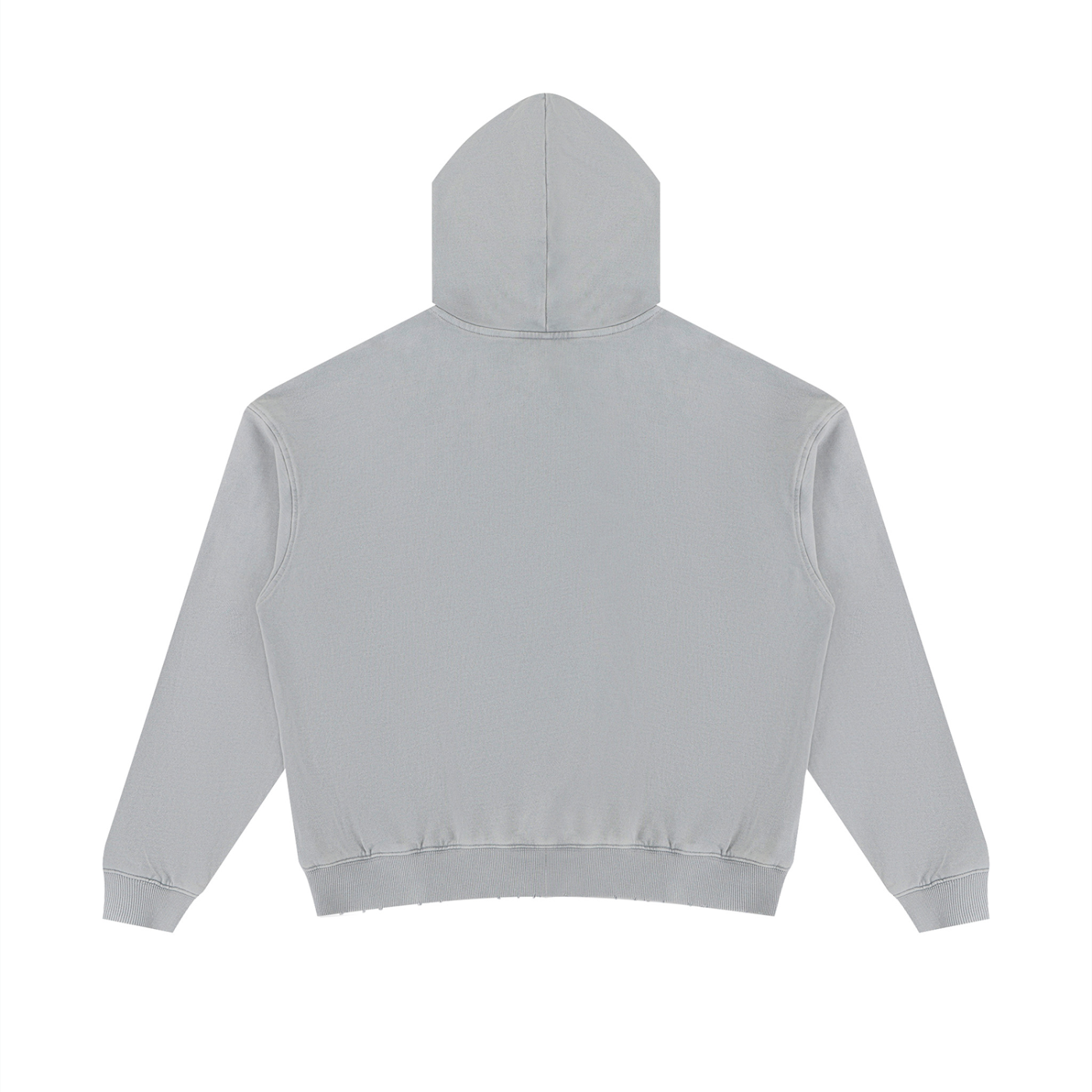KND Brand mineral wash distressed hoodie shown flat, unisex sizes S to 2XL, California coastal streetwear