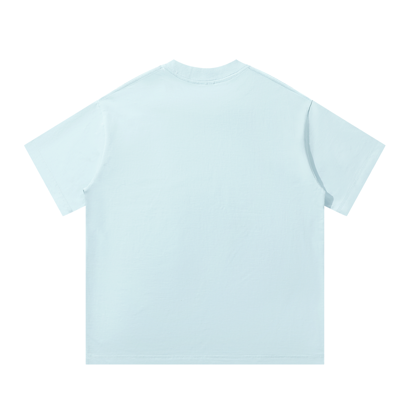 Sky blue KND Brand heavyweight oversized tee, plain back view