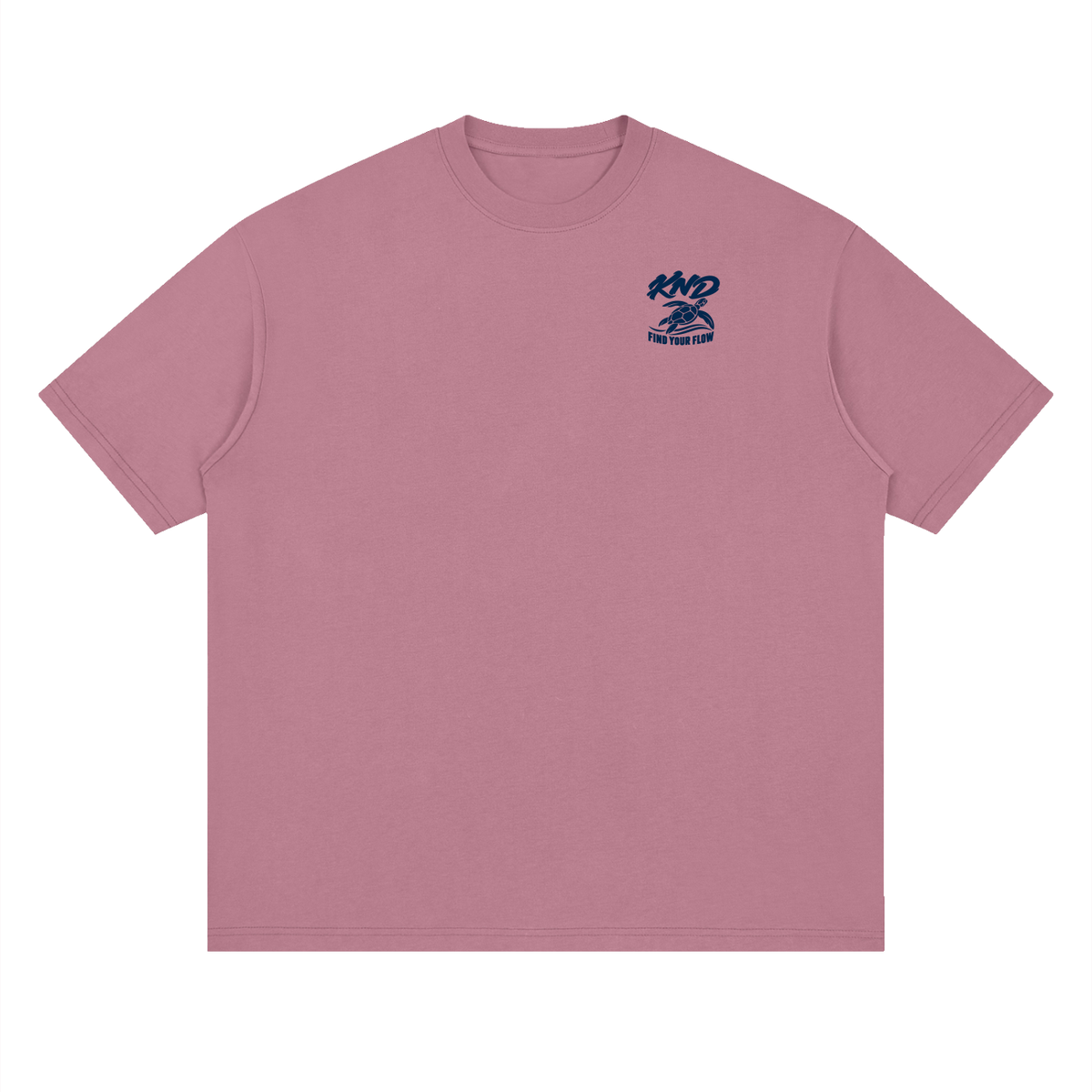 Find Your Flow Tee, Bean Paste Red — front view with a small graphic of a sea turtle riding a swirl of wave on the left chest