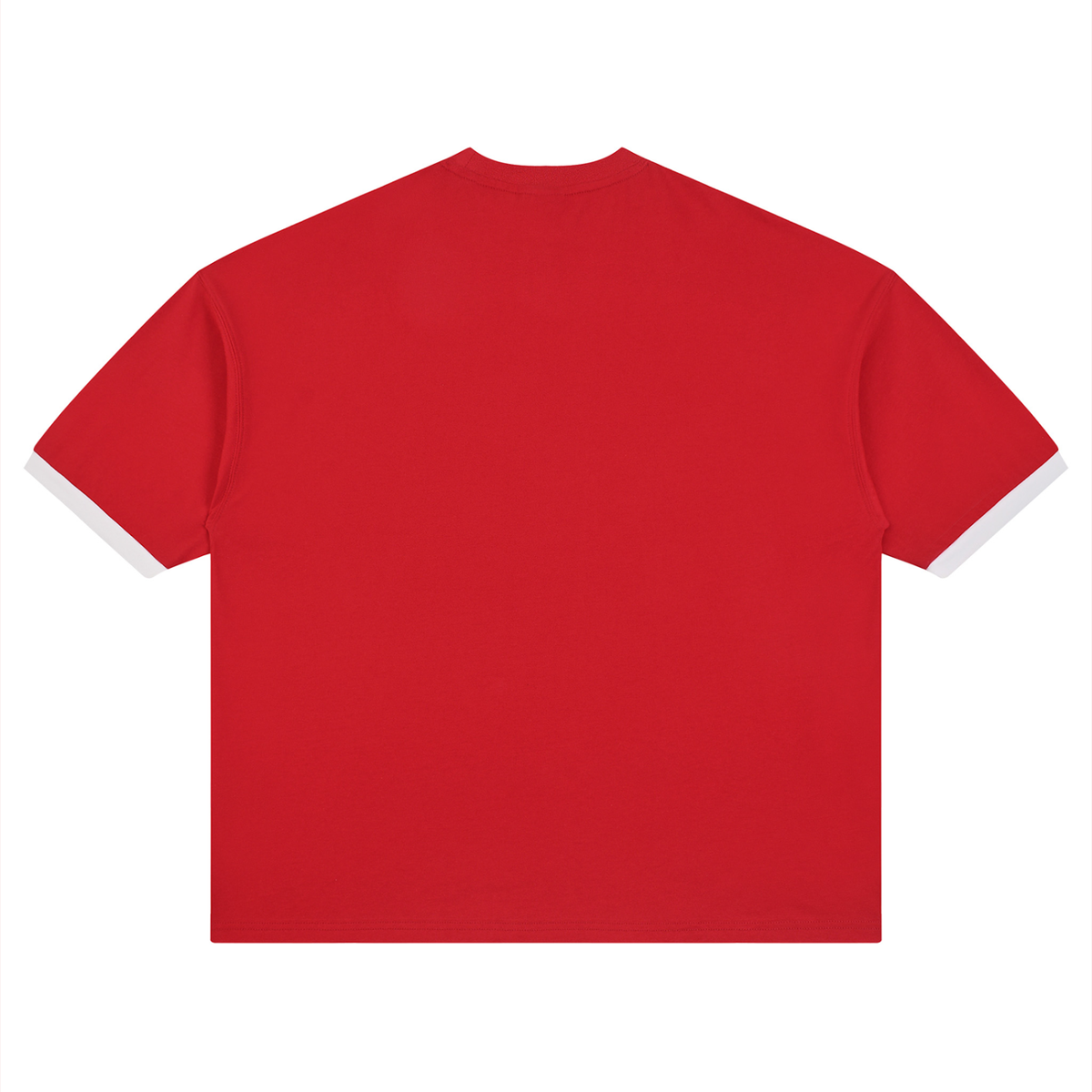Archangel Color Block Tee, Red — plain back of the colour-block cotton tee