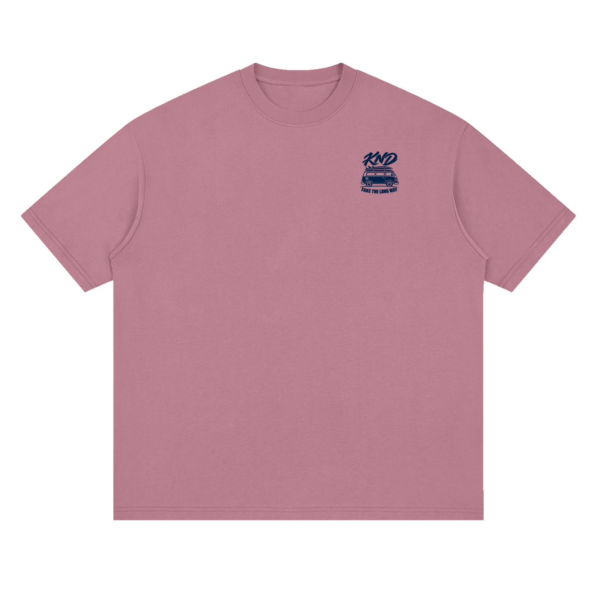 Surf Van Tee, Bean Paste Red — front view with a small graphic of a camper van with surfboards on its roof rack on the left chest