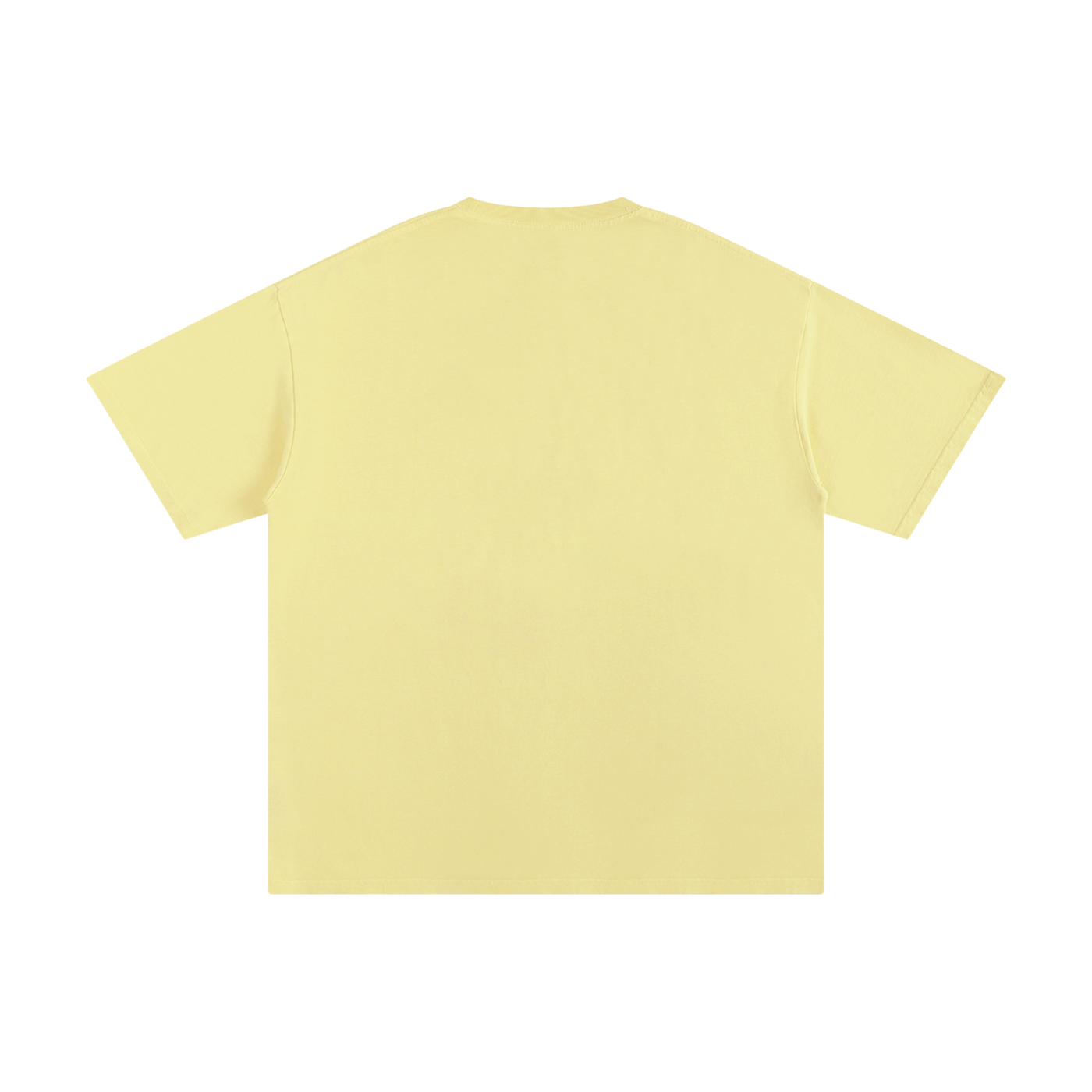 Light yellow KND Brand oversized drop shoulder tee, plain back view