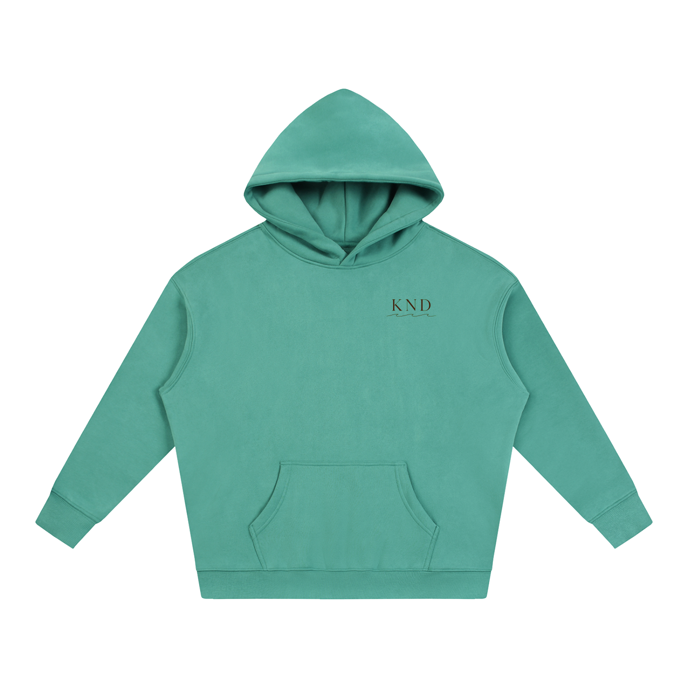 KND Oversized Fleece Hoodie in Medium Green – front view