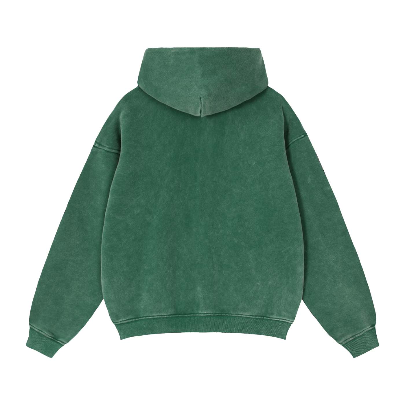 KND Brand boxy zip-through hoodie in washed jujube red with ivory chest mark, front view