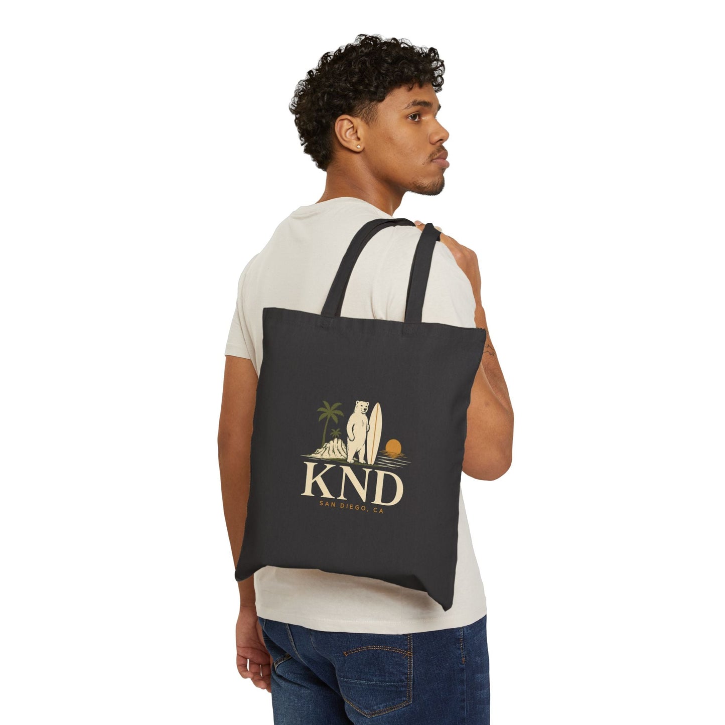 Canvas Tote Bag — KND Coastal Surf Design (Palm Tree & Surfboard) - KND Brand