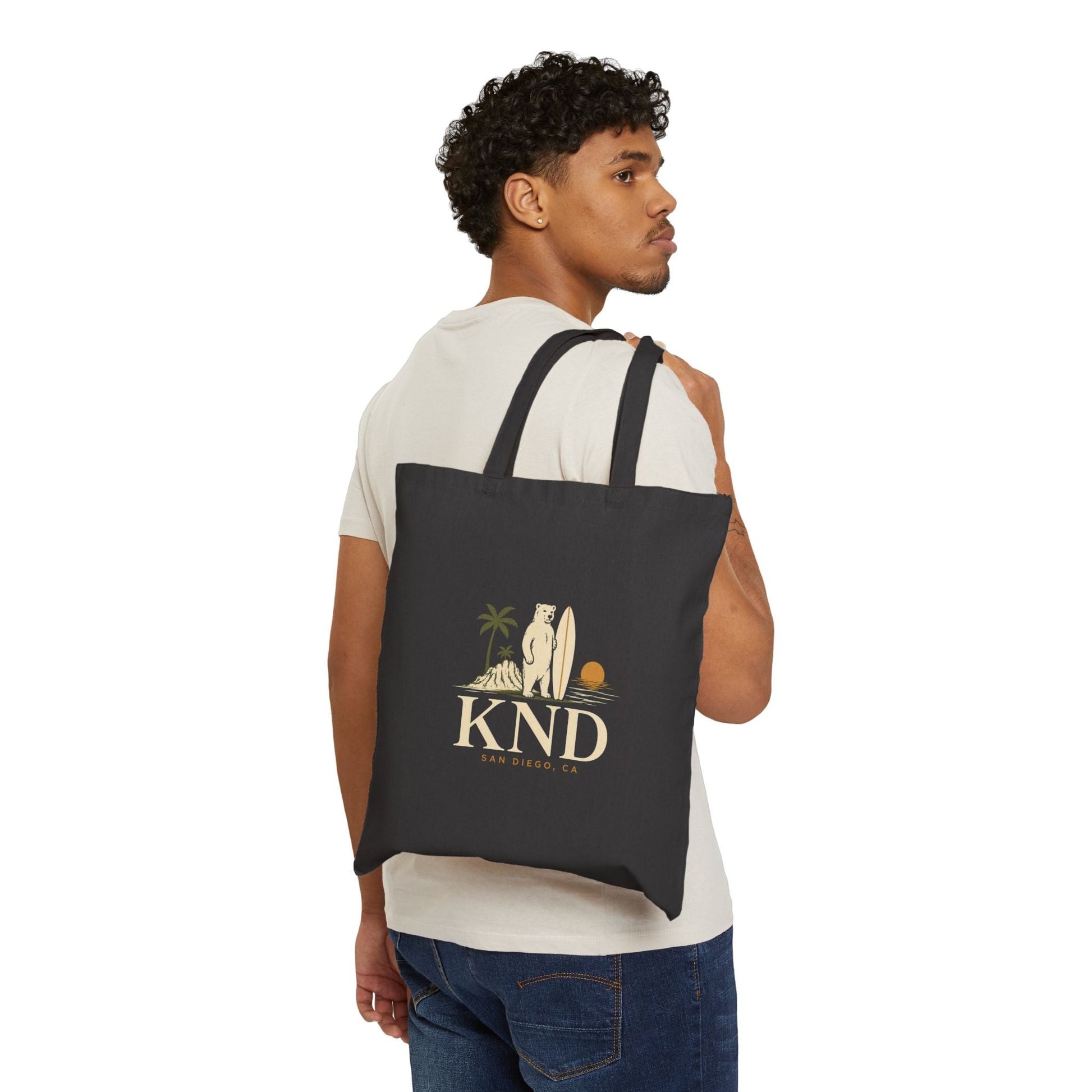 Canvas Tote Bag — KND Coastal Surf Design (Palm Tree & Surfboard) - KND Brand