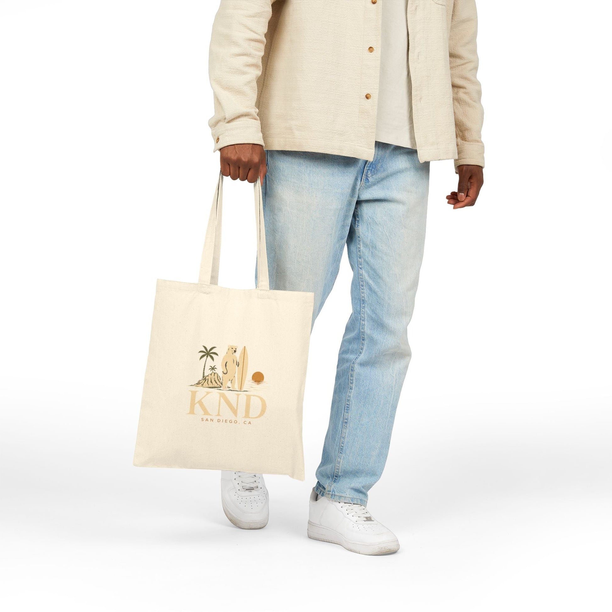 Canvas Tote Bag — KND Coastal Surf Design (Palm Tree & Surfboard) - KND Brand