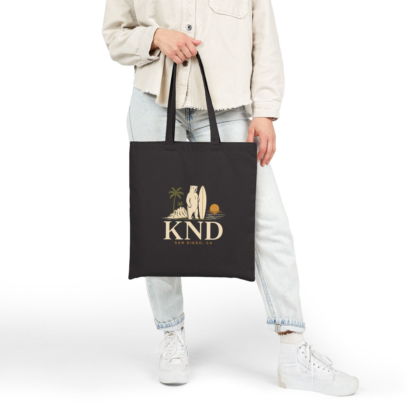Canvas Tote Bag — KND Coastal Surf Design (Palm Tree & Surfboard) - KND Brand