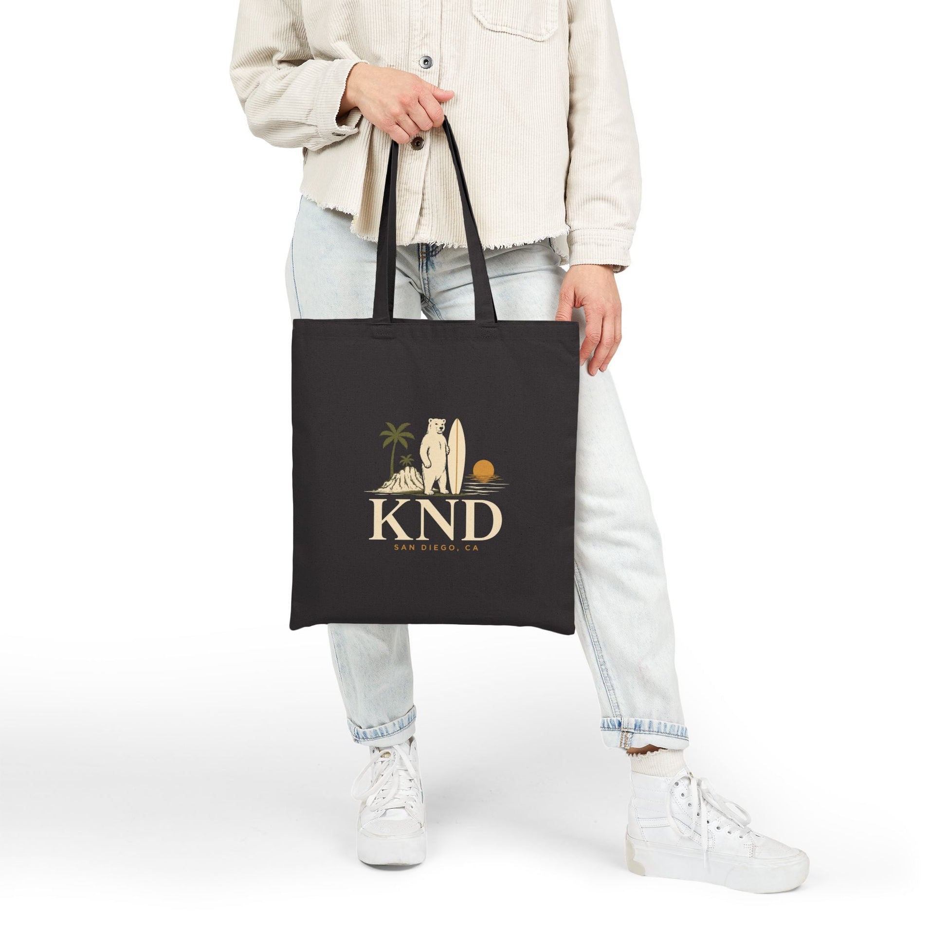 Canvas Tote Bag — KND Coastal Surf Design (Palm Tree & Surfboard) - KND Brand