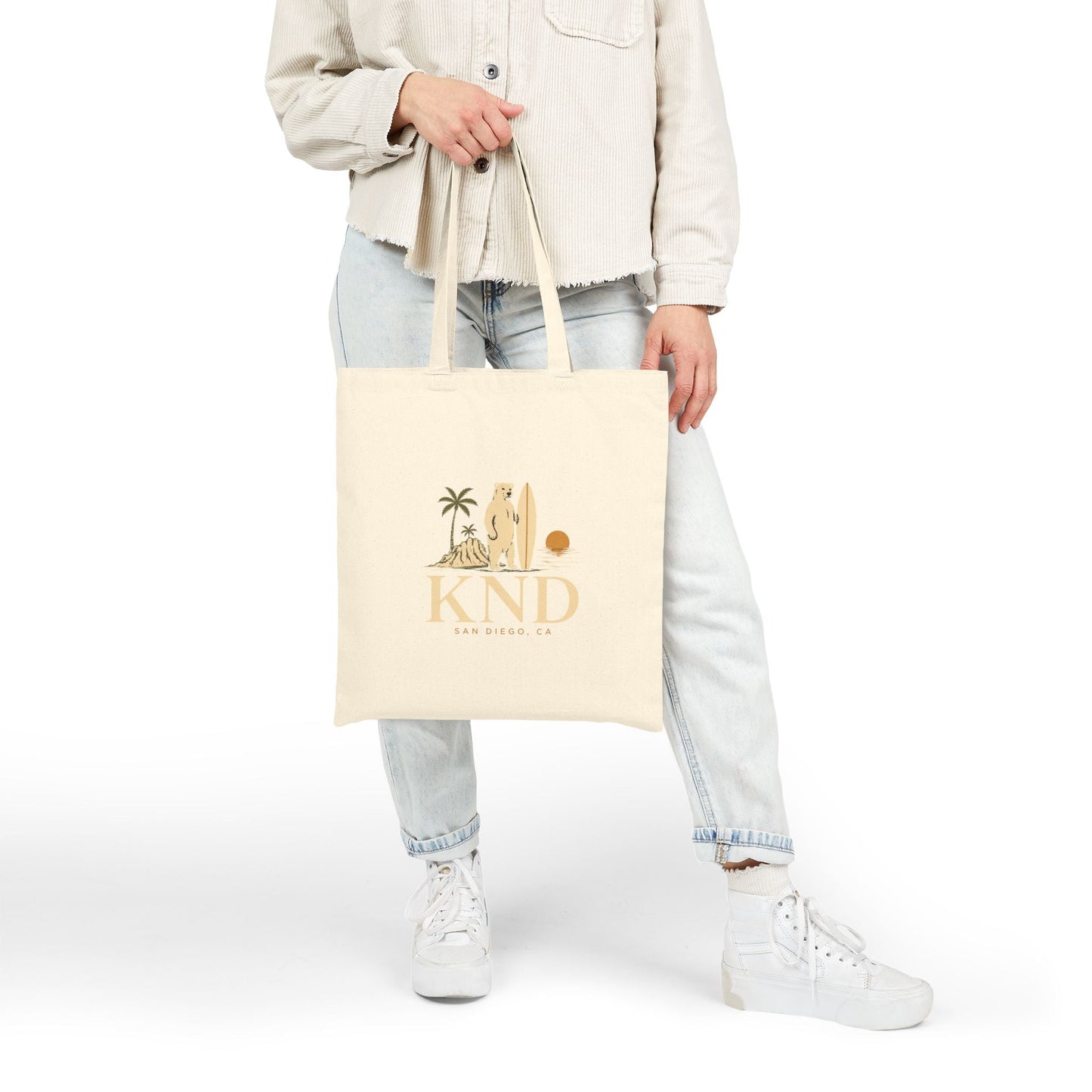 Canvas Tote Bag — KND Coastal Surf Design (Palm Tree & Surfboard) - KND Brand