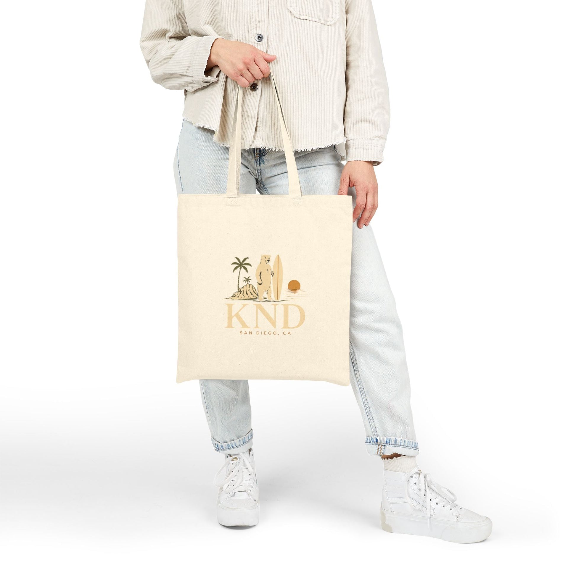 Canvas Tote Bag — KND Coastal Surf Design (Palm Tree & Surfboard) - KND Brand