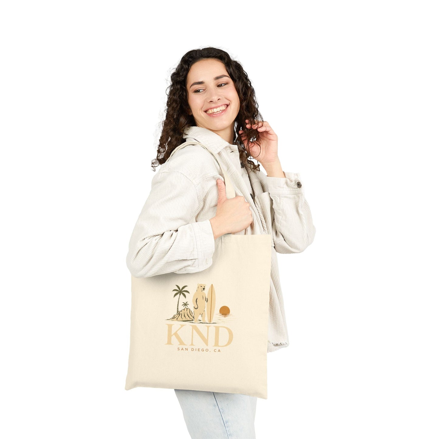Canvas Tote Bag — KND Coastal Surf Design (Palm Tree & Surfboard) - KND Brand