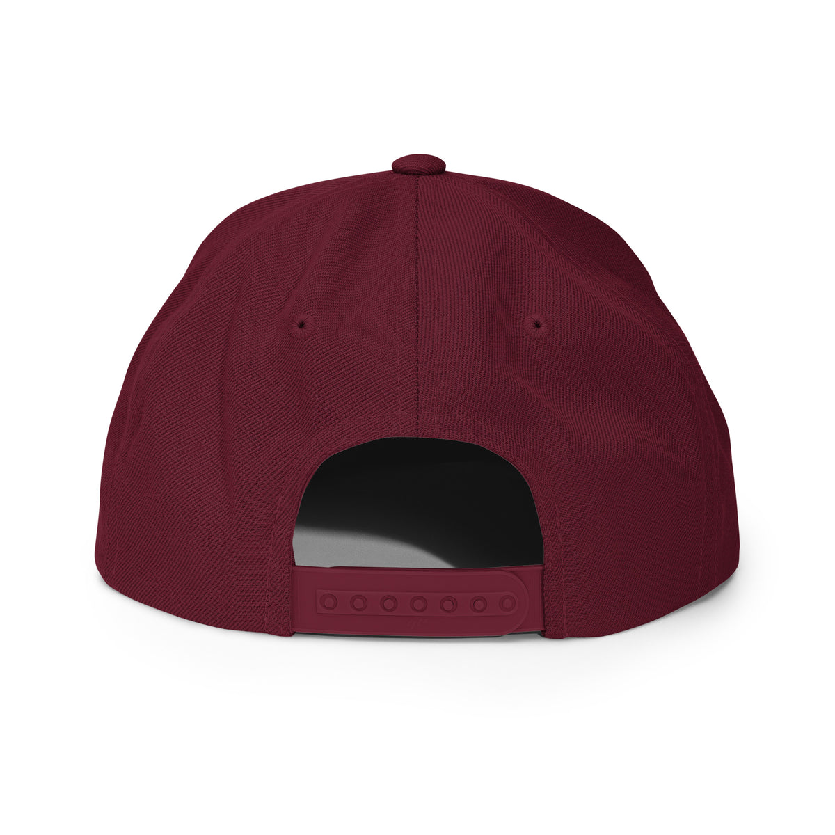 KND Fishing Badge Snapback in maroon — back view showing the closure