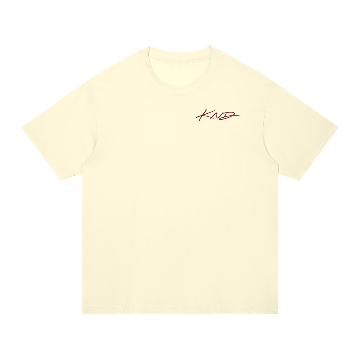 Find Your Break Tee, Light Apricot — front view with the small KND script mark on the left chest