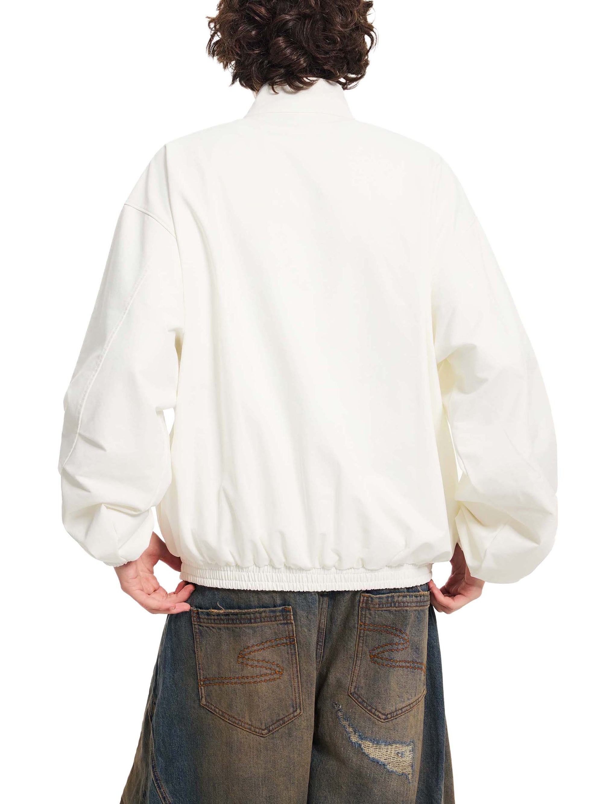 KND Stand Collar Bomber Jacket worn by male model — side