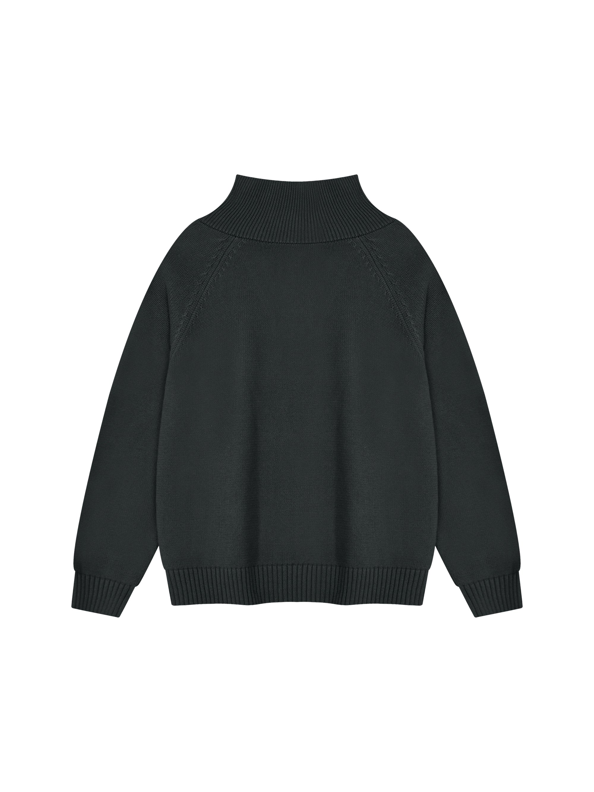 Detail of the ribbed cuff and heavyweight cotton knit texture on the KND Brand sweater