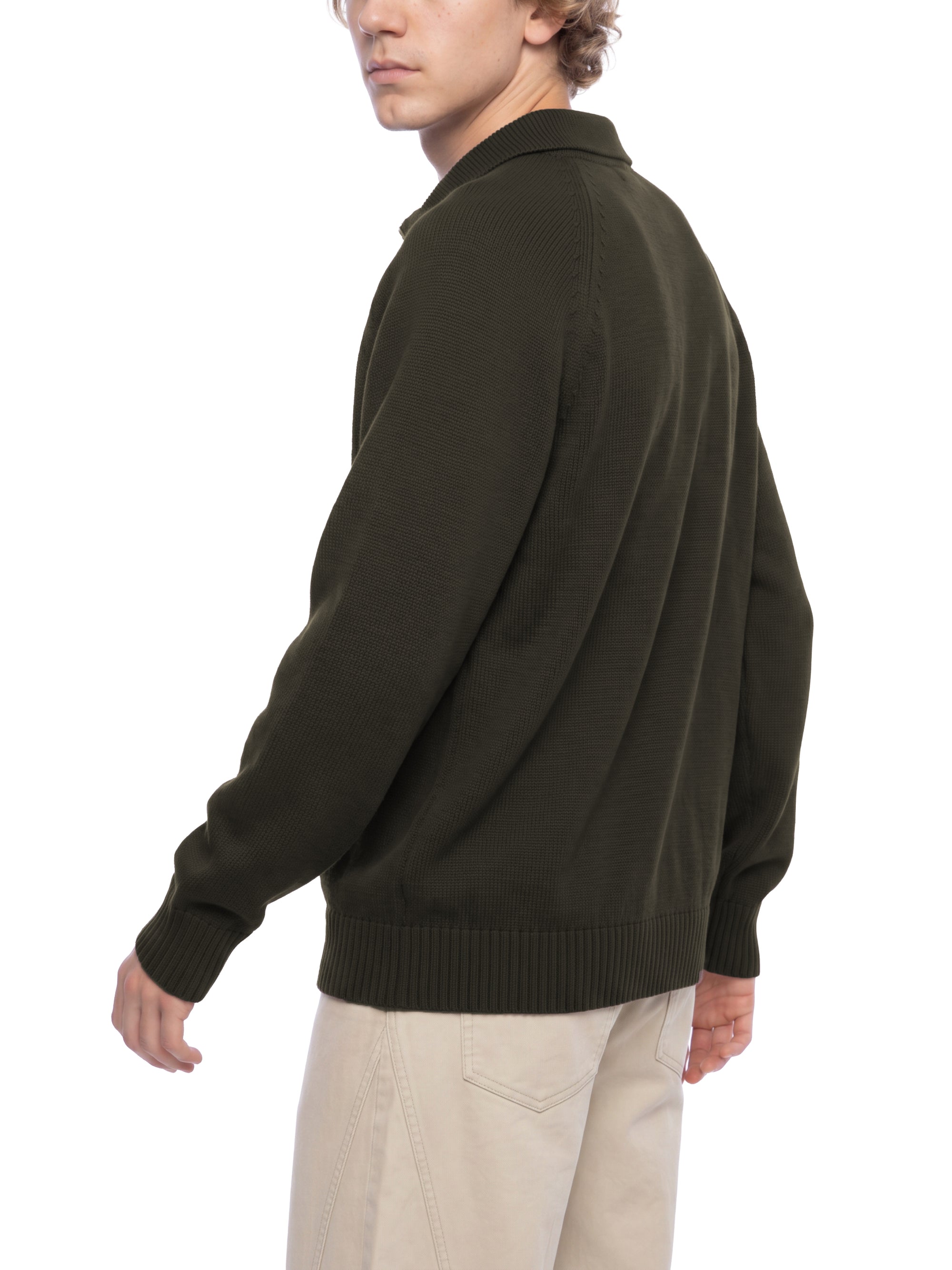 Male model wearing the KND Brand heavyweight cotton sweater, back view