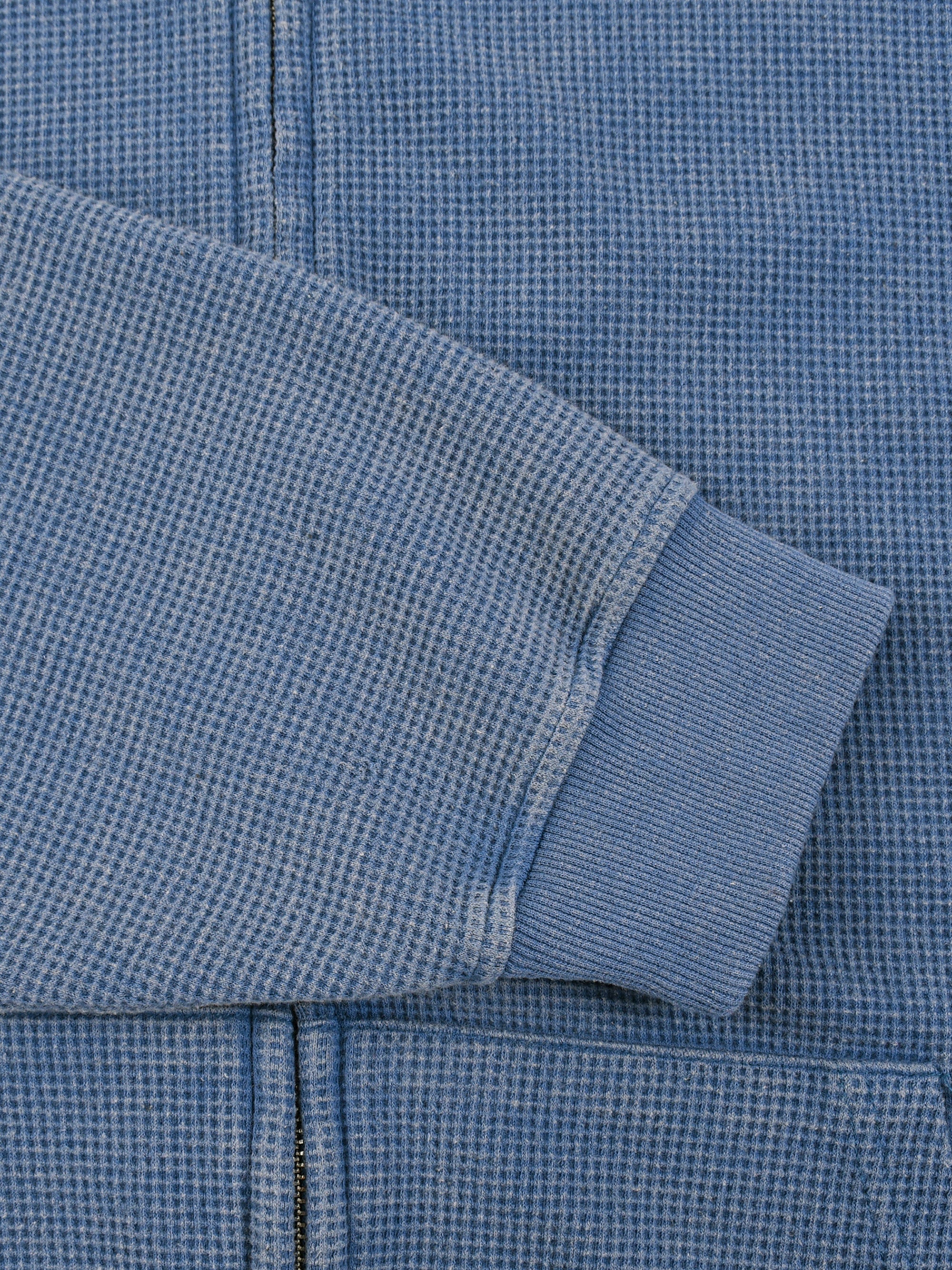 KND Waffle Knit Zip-Through Hoodie — Jeans Blue colorway detail