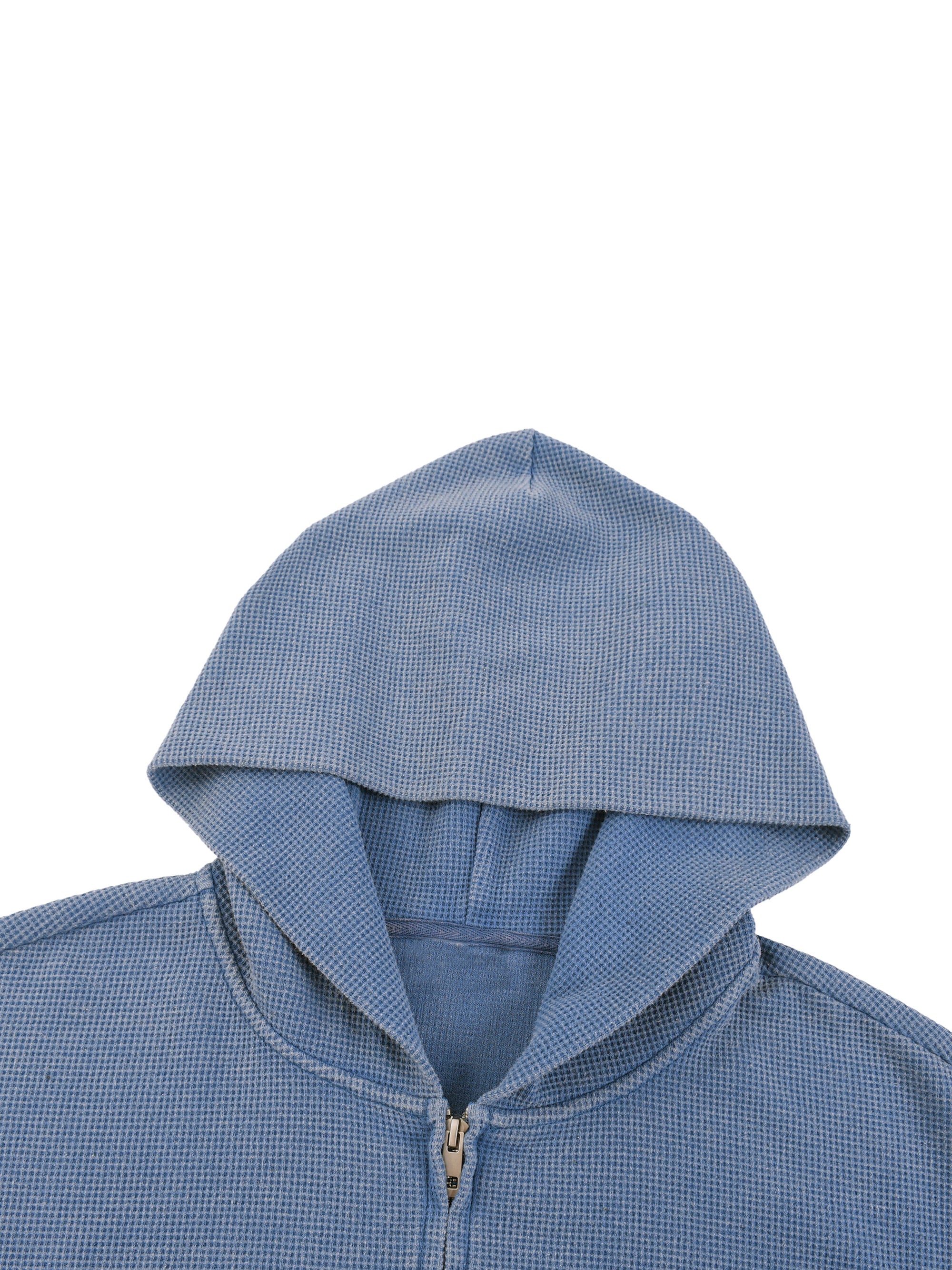 KND Waffle Knit Zip-Through Hoodie — Brown colorway detail