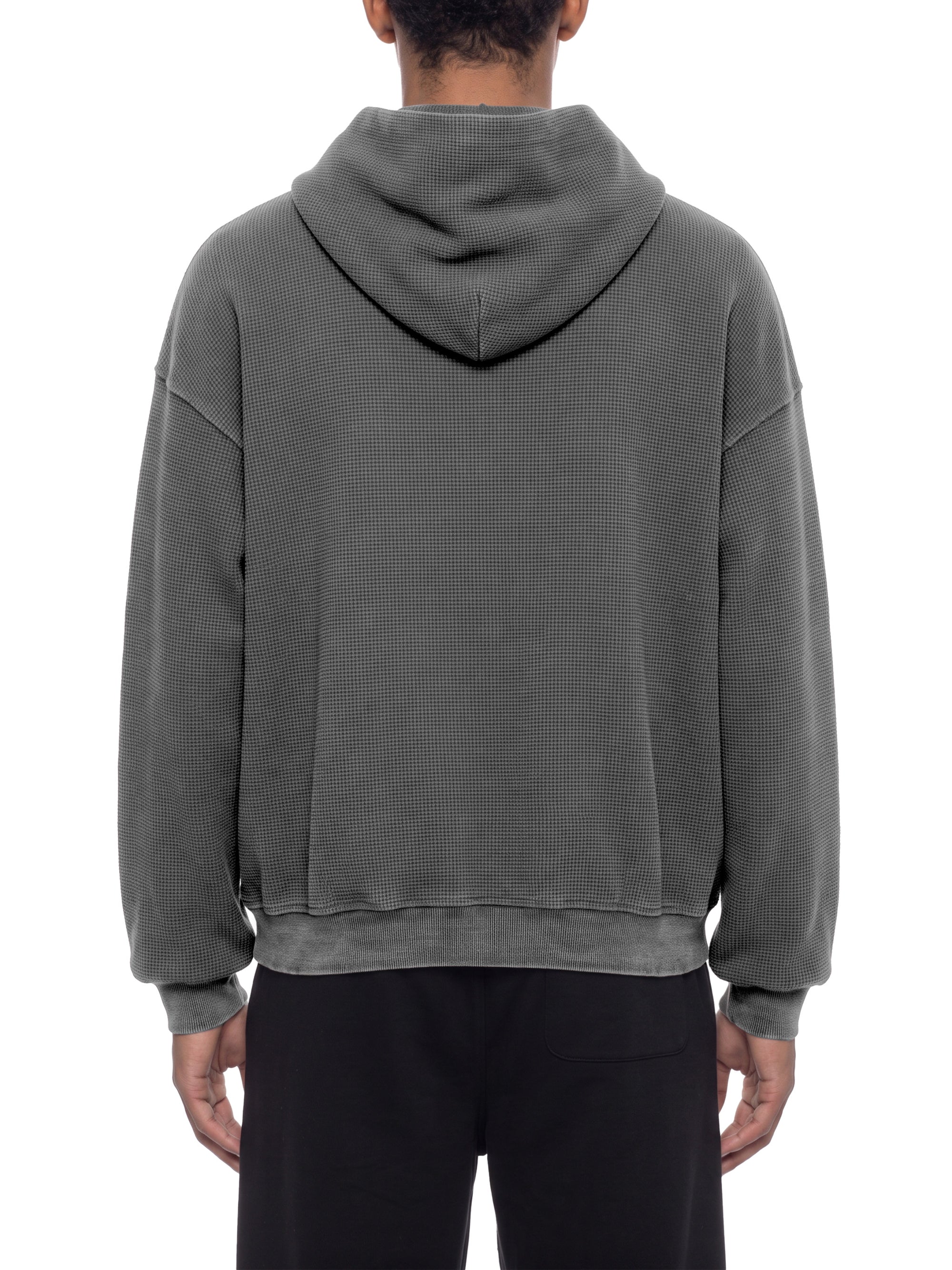 KND Waffle Knit Zip-Through Hoodie — styled on model, back