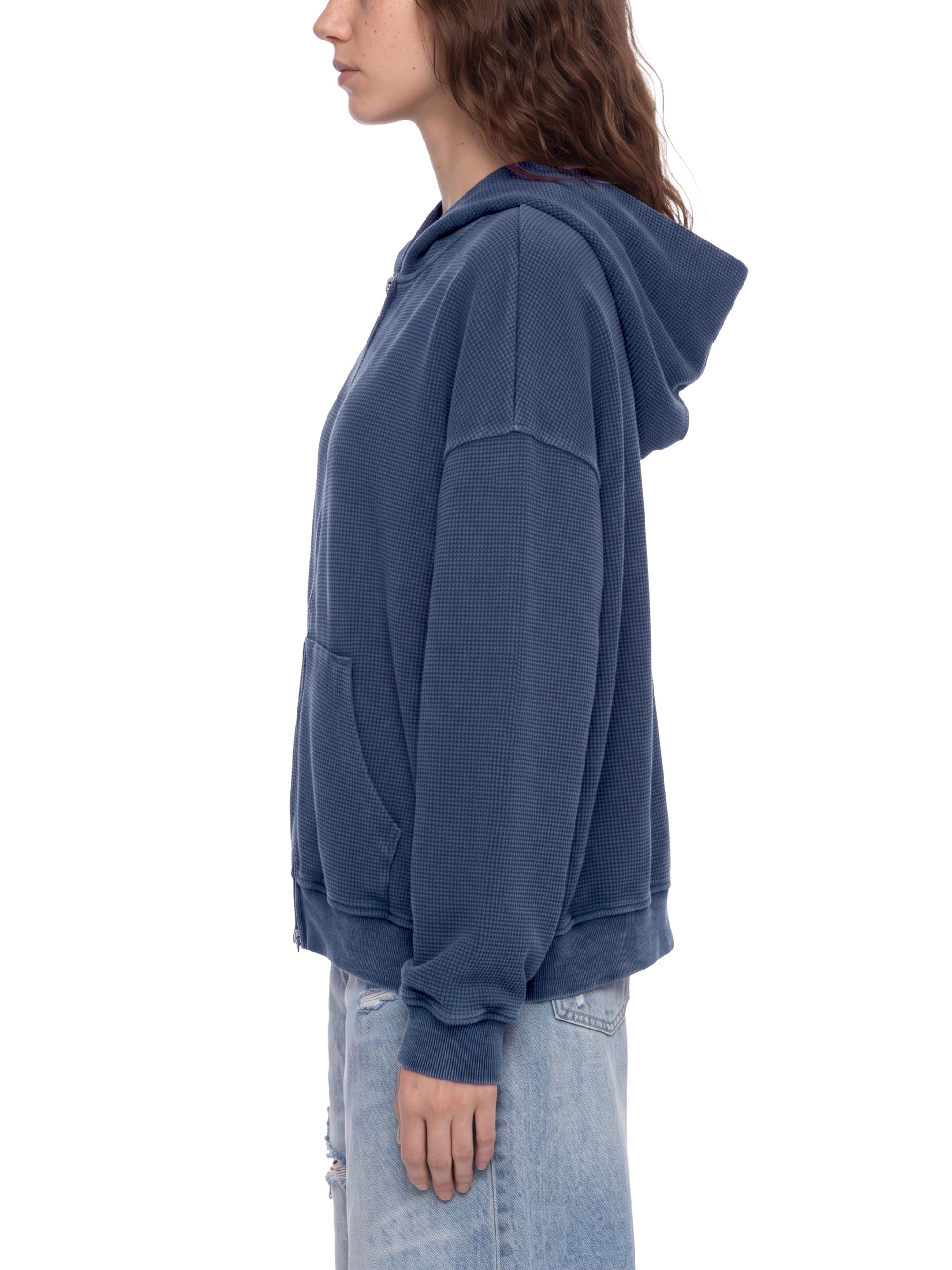 KND Waffle Knit Zip-Through Hoodie — lifestyle, side