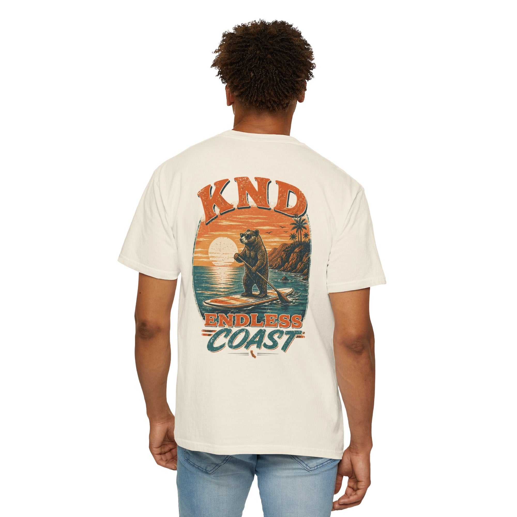KND California Surf Bear Tee — garment-dyed fabric texture detail