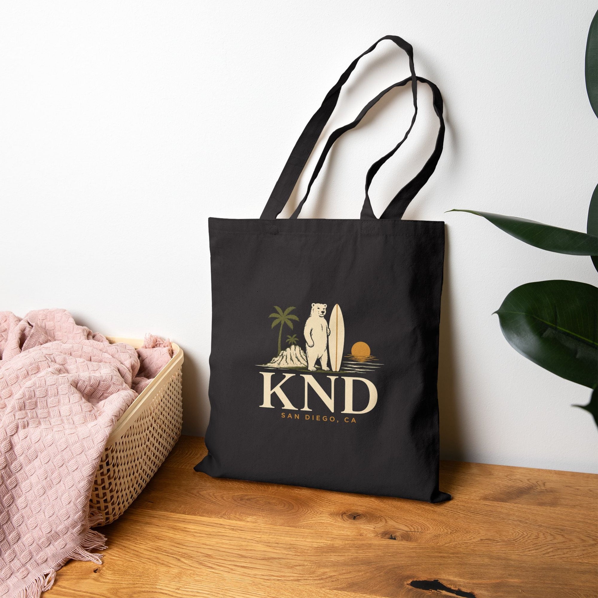 KND Coastal Surf Canvas Tote Bag — Palm Tree Beach Bag - KND Brand