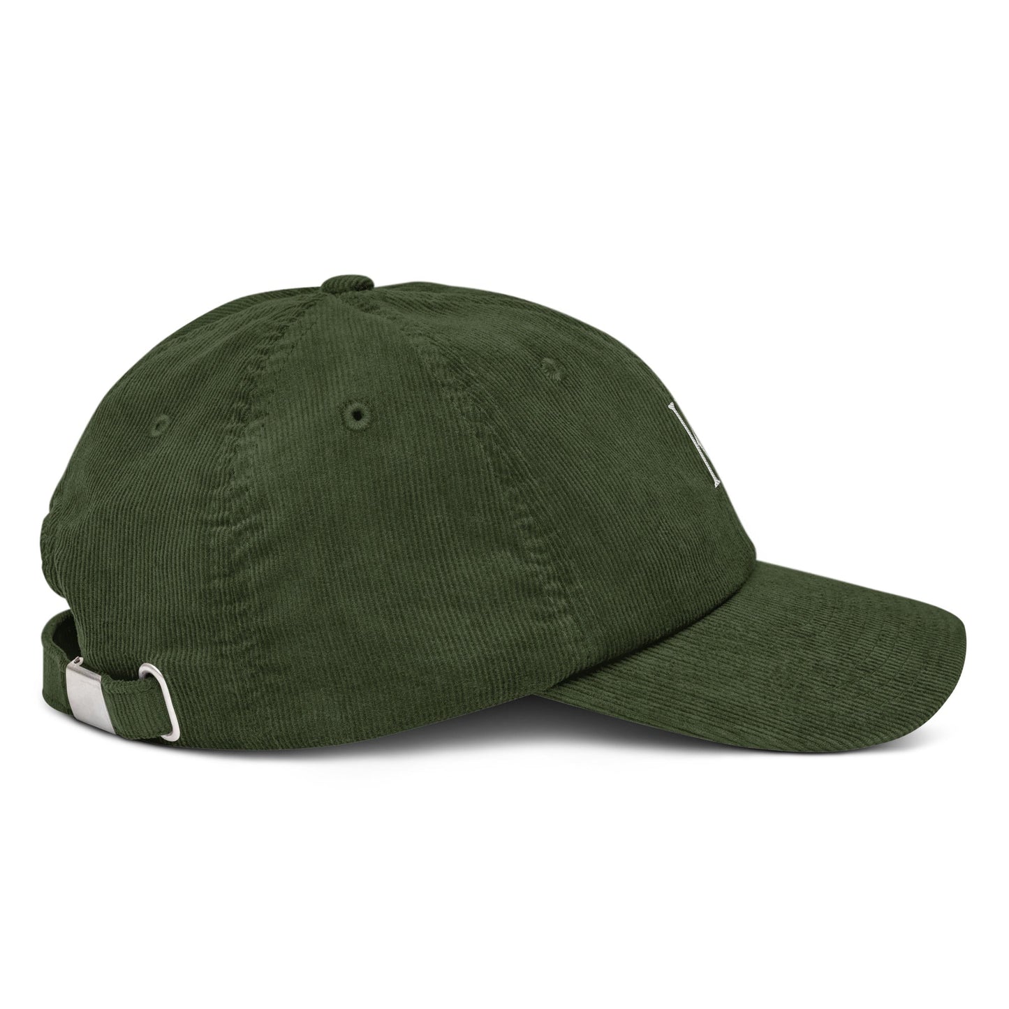 KND Olive Corduroy Hat — adjustable back strap detail