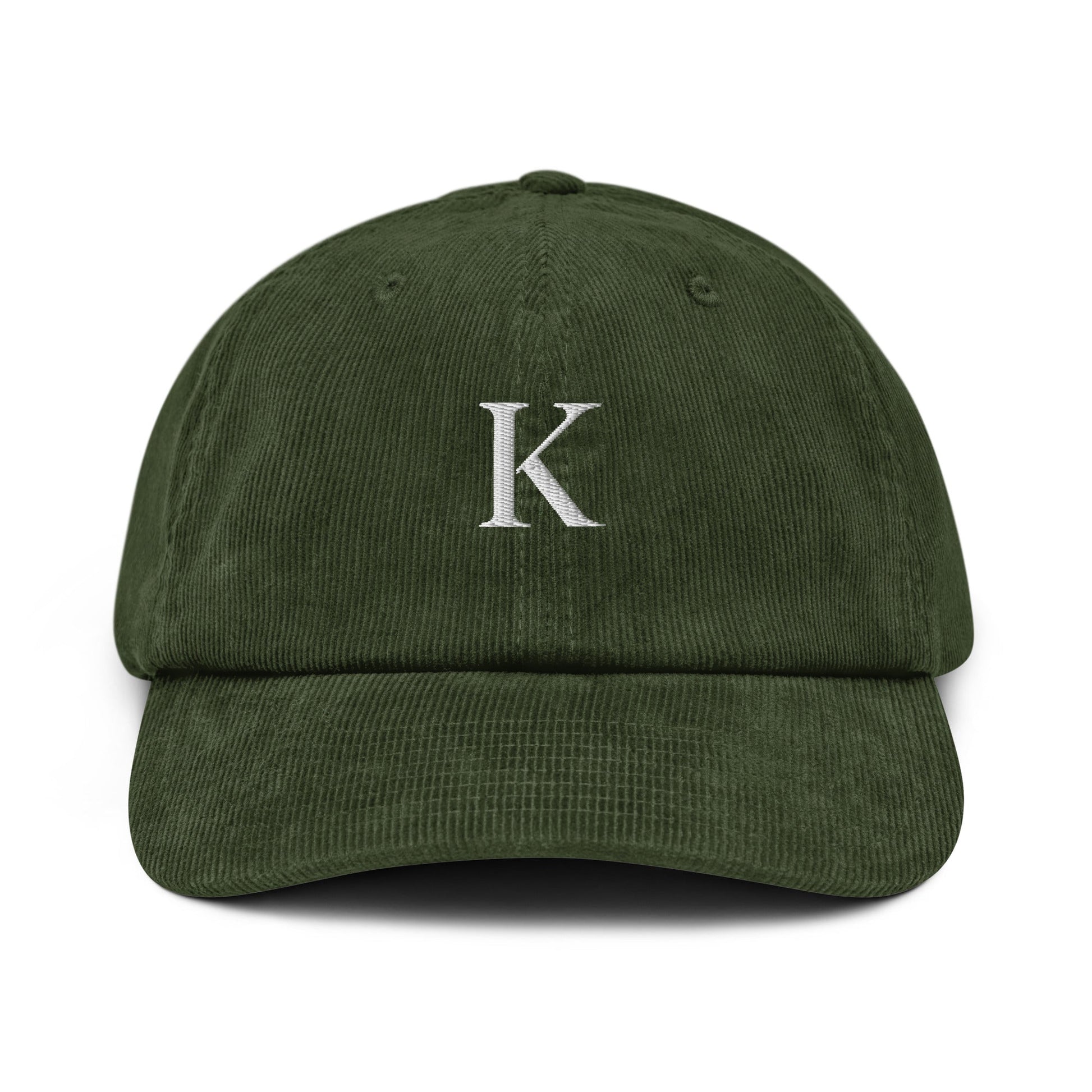 KND Olive Corduroy Hat — embroidered cap side view