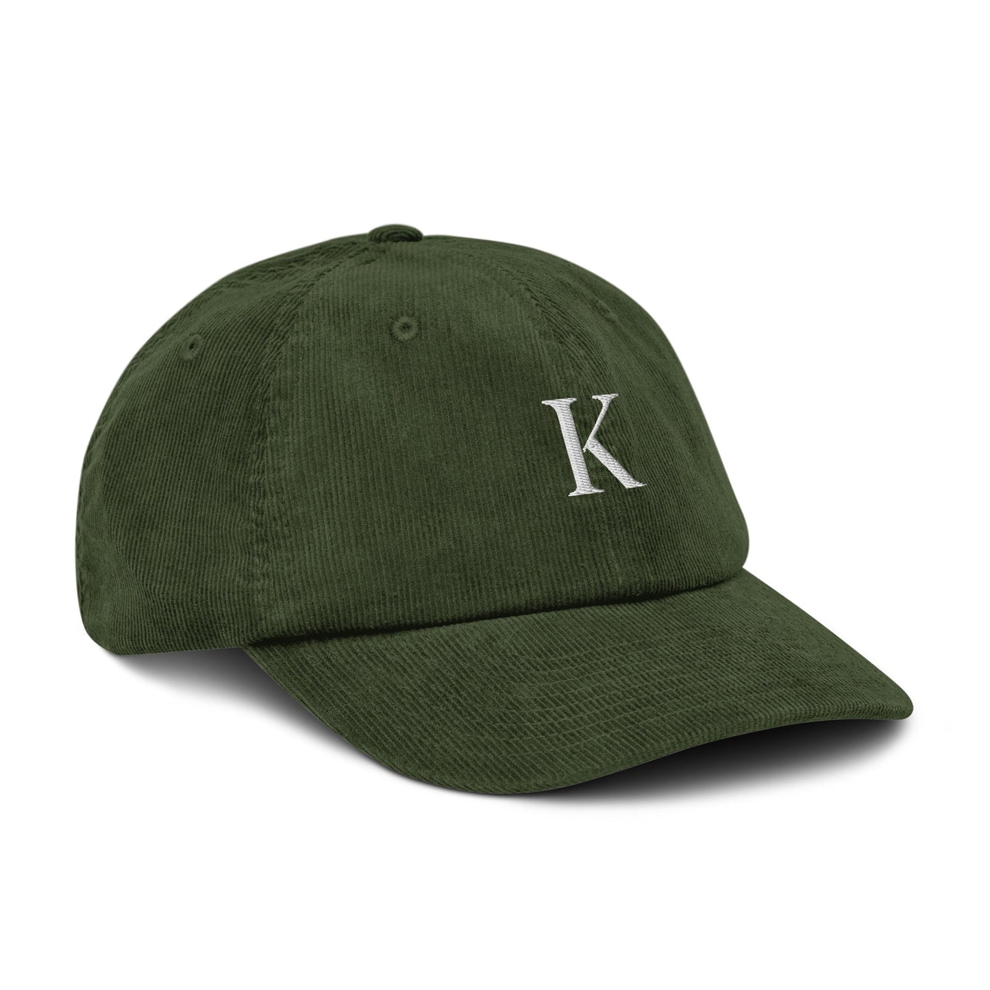 KND Olive Corduroy Hat — embroidered KND logo detail