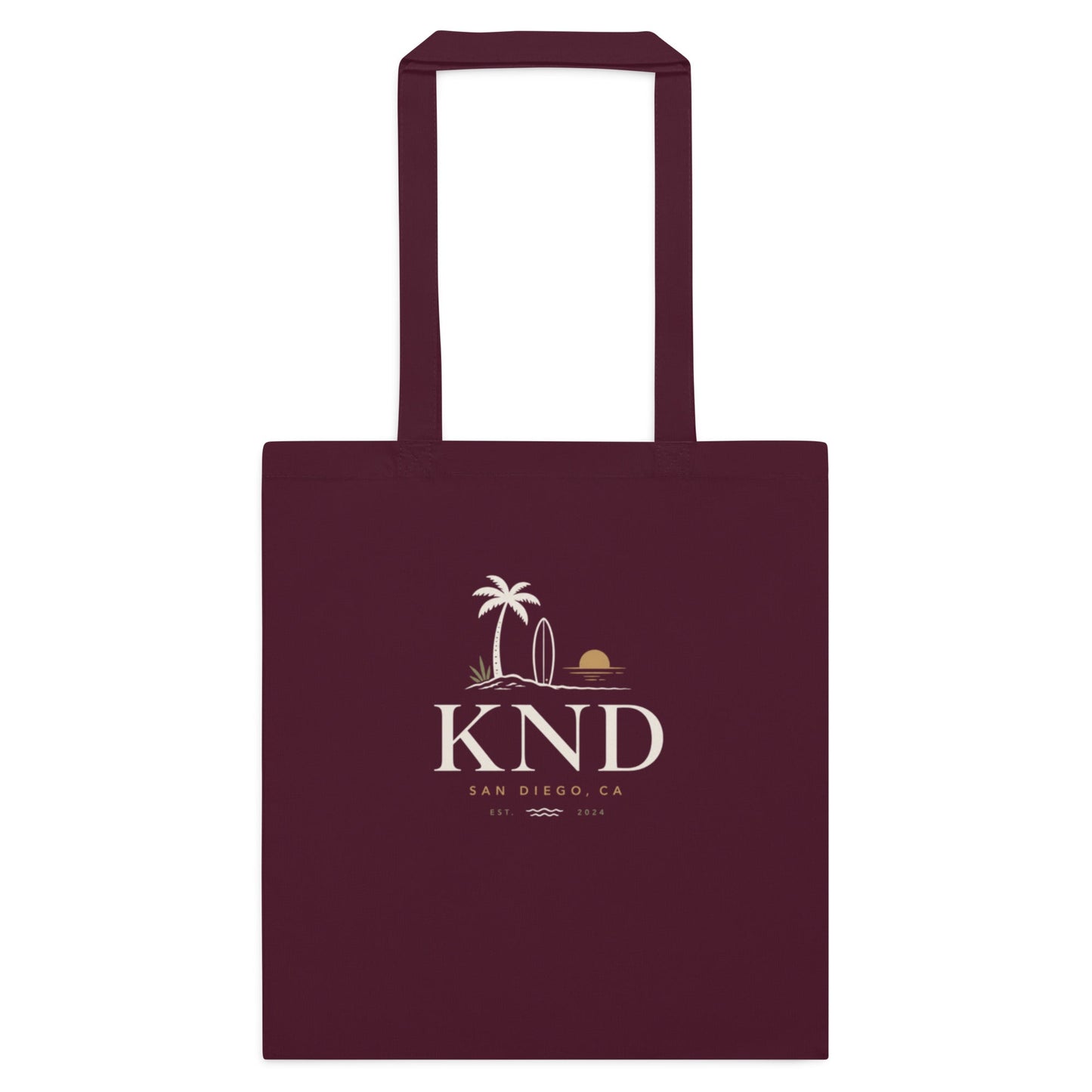 KND Cotton Tote Bag | Burgundy Everyday Canvas Shopping Bag - KND Brand