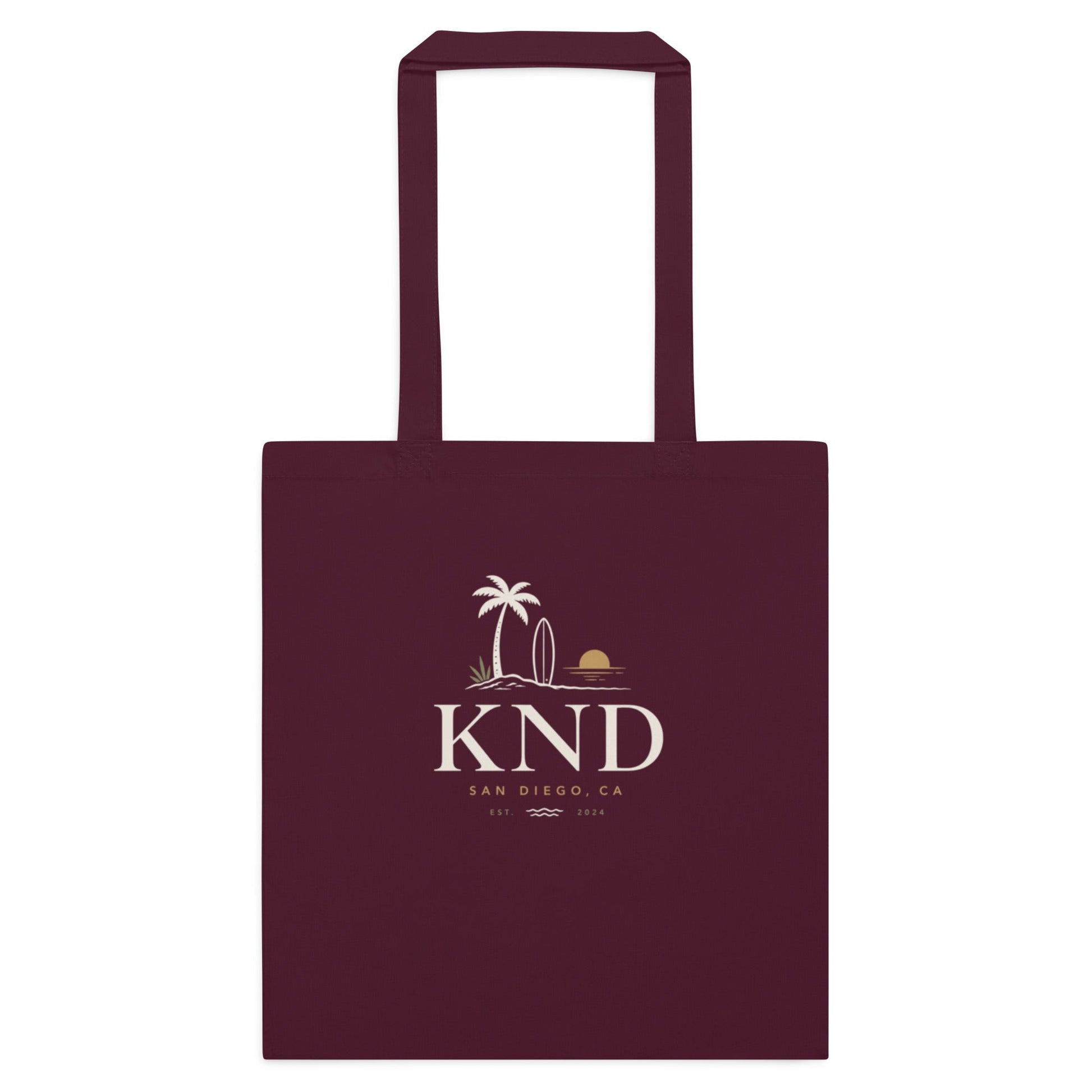 KND Cotton Tote Bag | Burgundy Everyday Canvas Shopping Bag - KND Brand