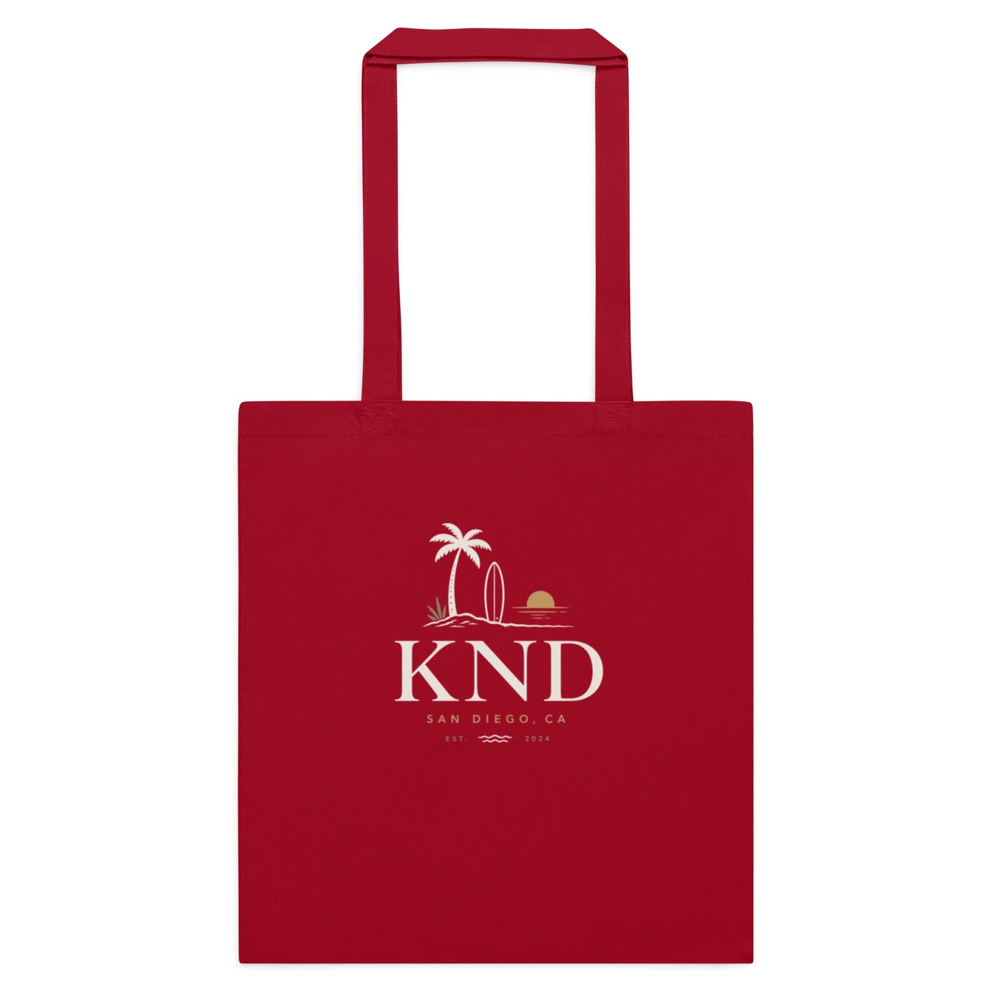 KND Cotton Tote Bag | Burgundy Everyday Canvas Shopping Bag - KND Brand