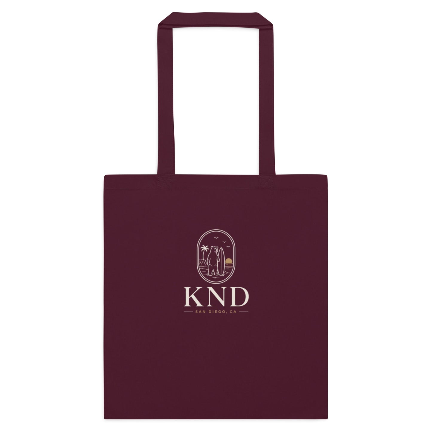 KND Cotton Tote Bag | Burgundy Everyday Canvas Shopping Bag - KND Brand