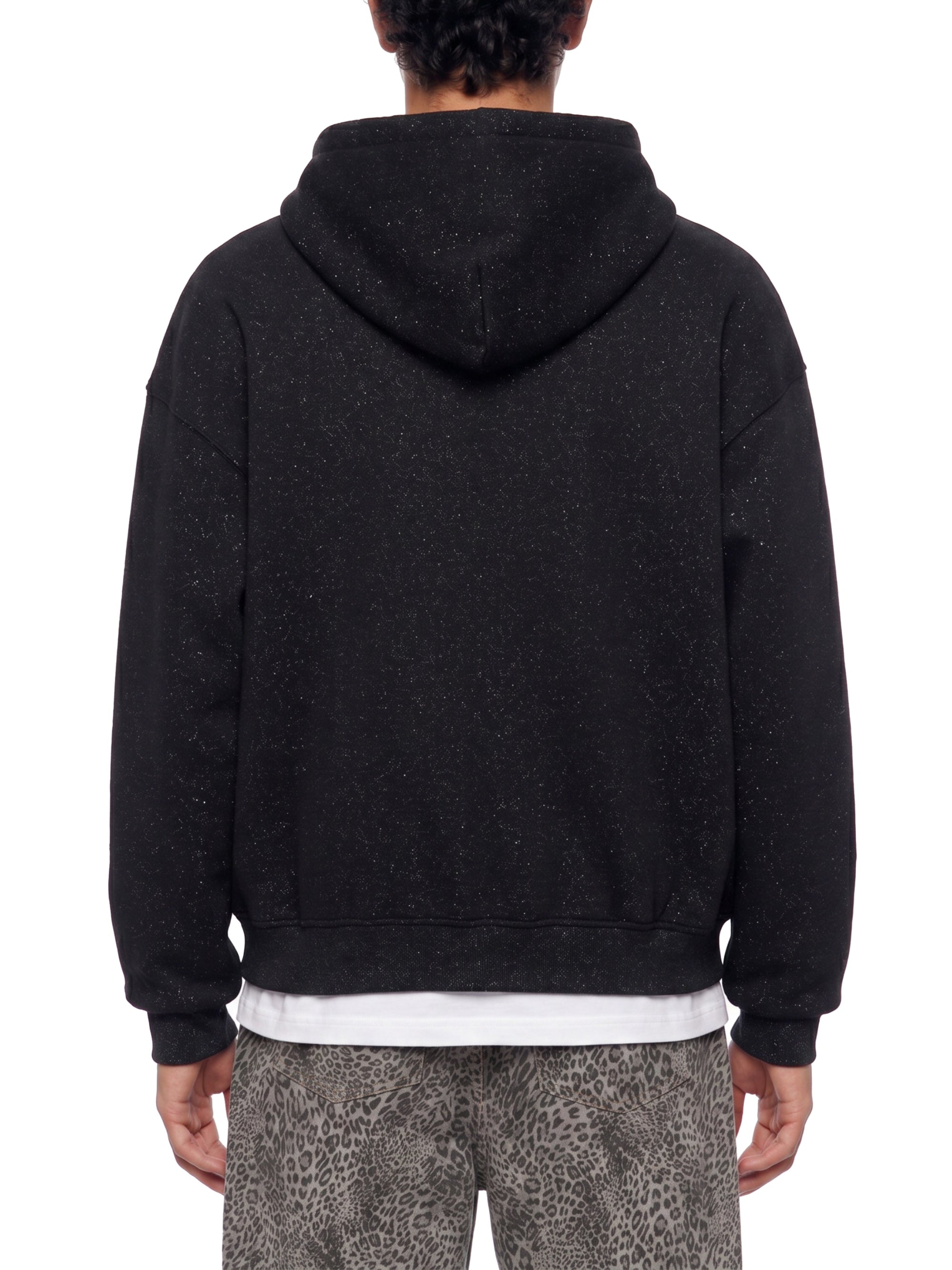 KND Brand fleck full-zip hoodie shown flat, unisex sizes S to 2XL