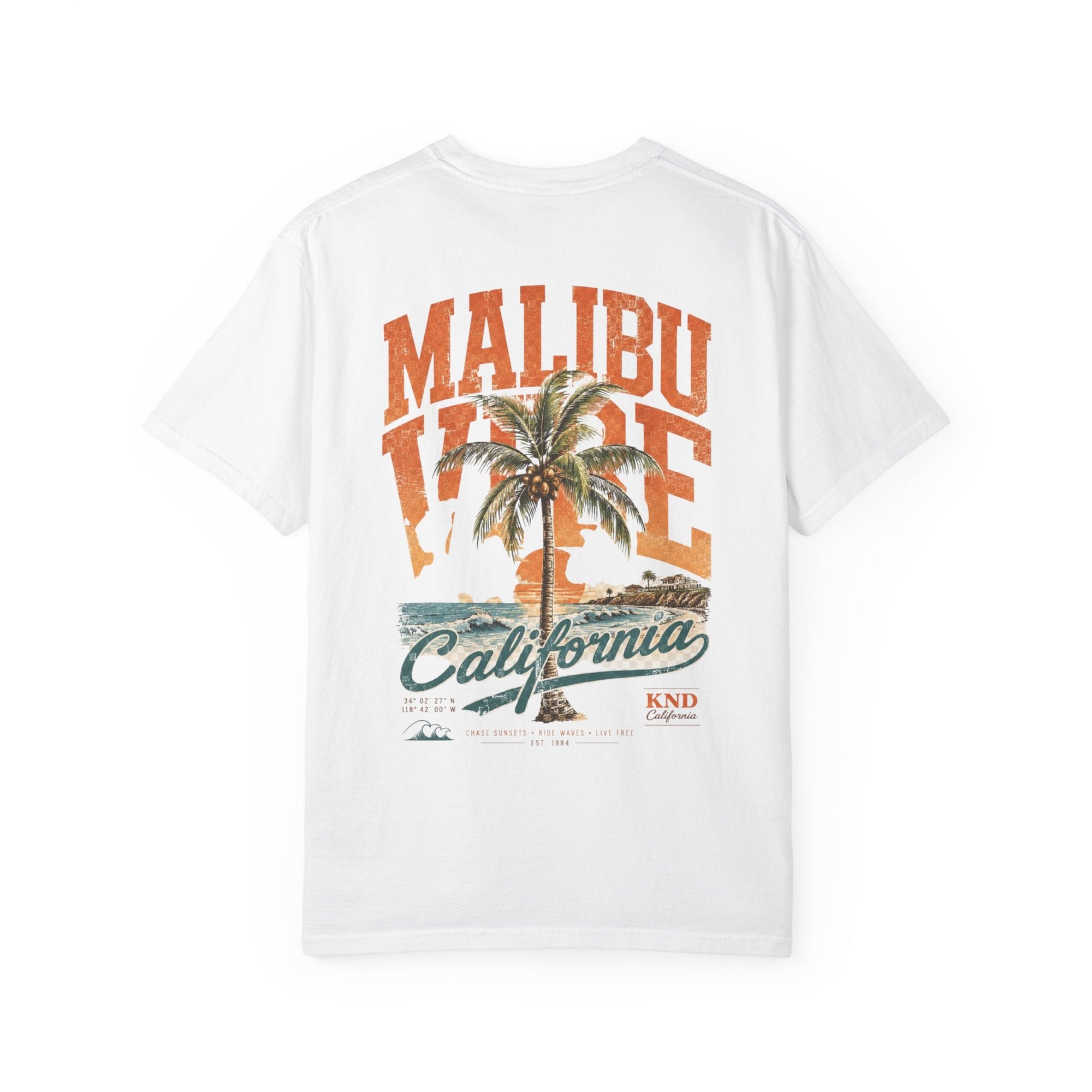 KND Malibu Life Tee — close-up of sunset print detail