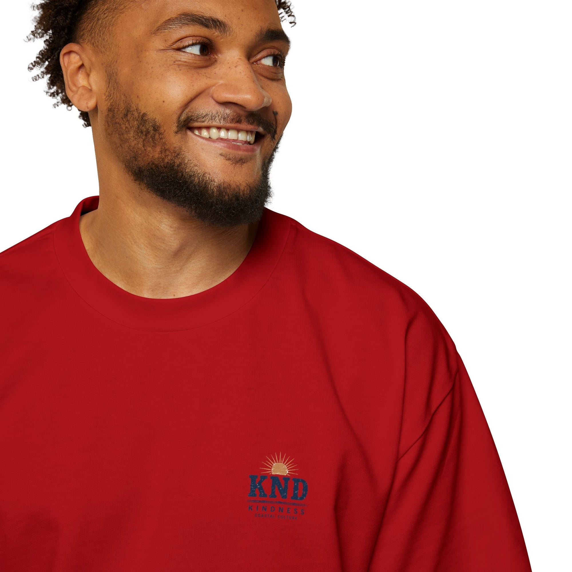 KND Sunset Surf Oversized Tee — fabric and neck label detail