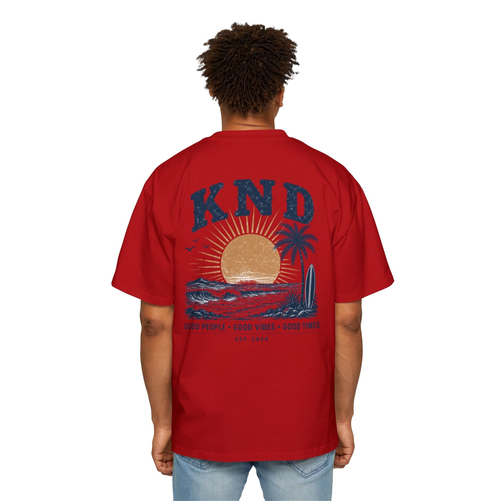 KND Sunset Surf Oversized Tee — flat lay product shot